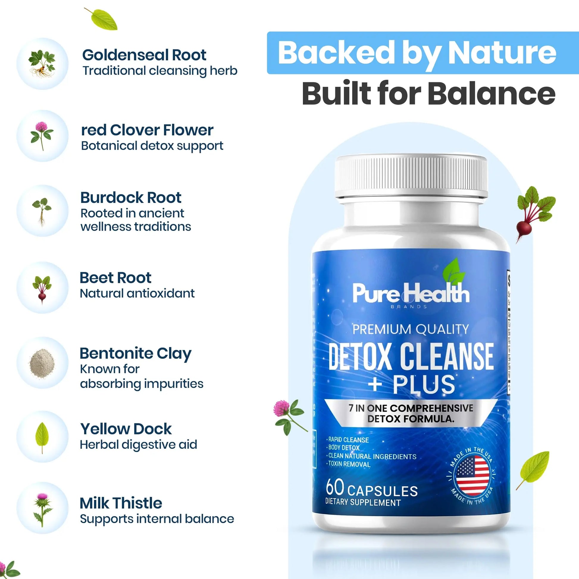 Extra Strength Fast Acting 7-in-ONE Advanced Formula - Full Body Cleanse - Detox & Liver Cleanse - Detox & Liver Repair, All Natural Toxins Remover, Healthy Cleansing Support for Liver (60 Capsule) Pure Health Brands buy supplements canada