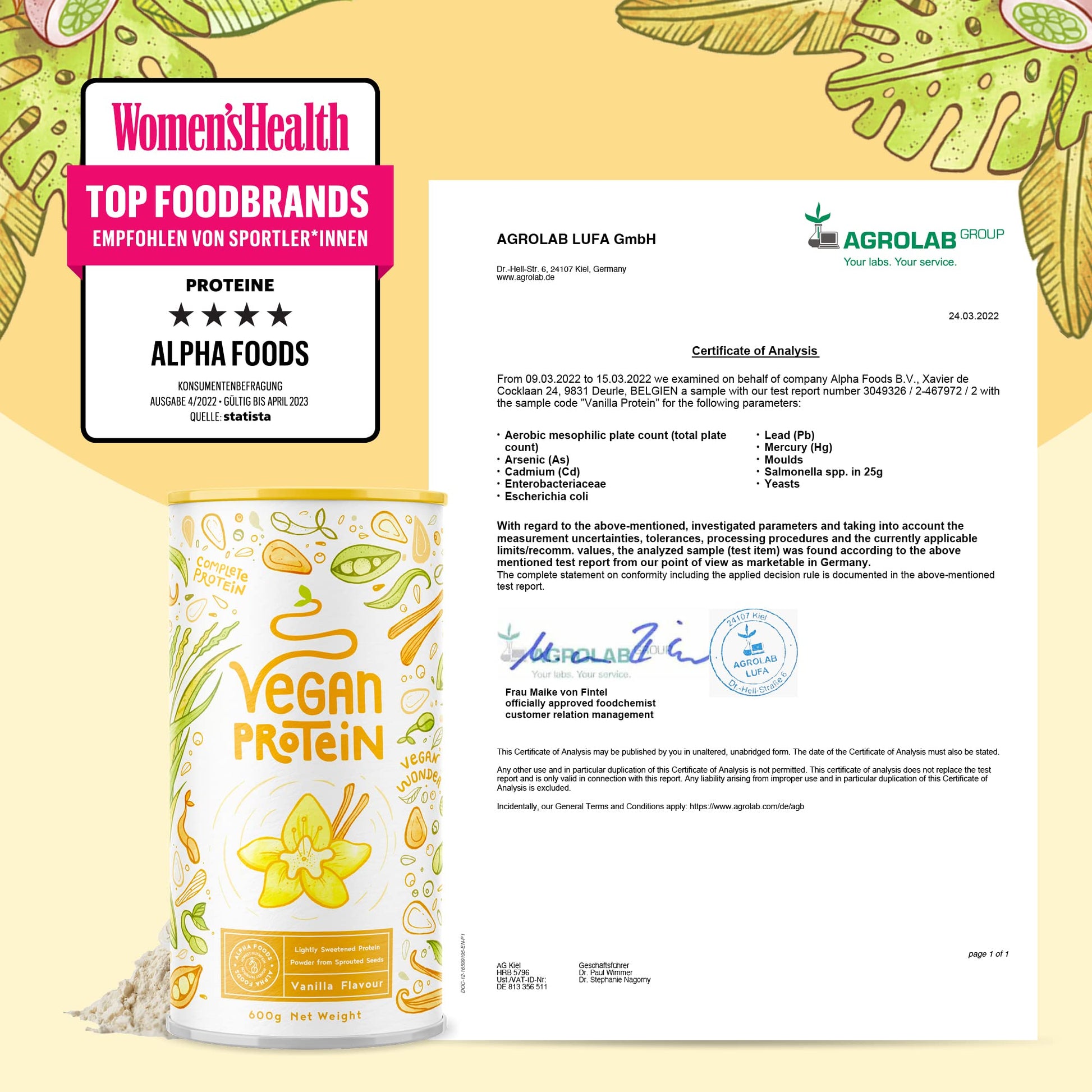Vegan Protein Powder Vanilla - 1.2kg(80 servings) - 100% Plant Based Protein Powders Alpha Foods buy supplements canada