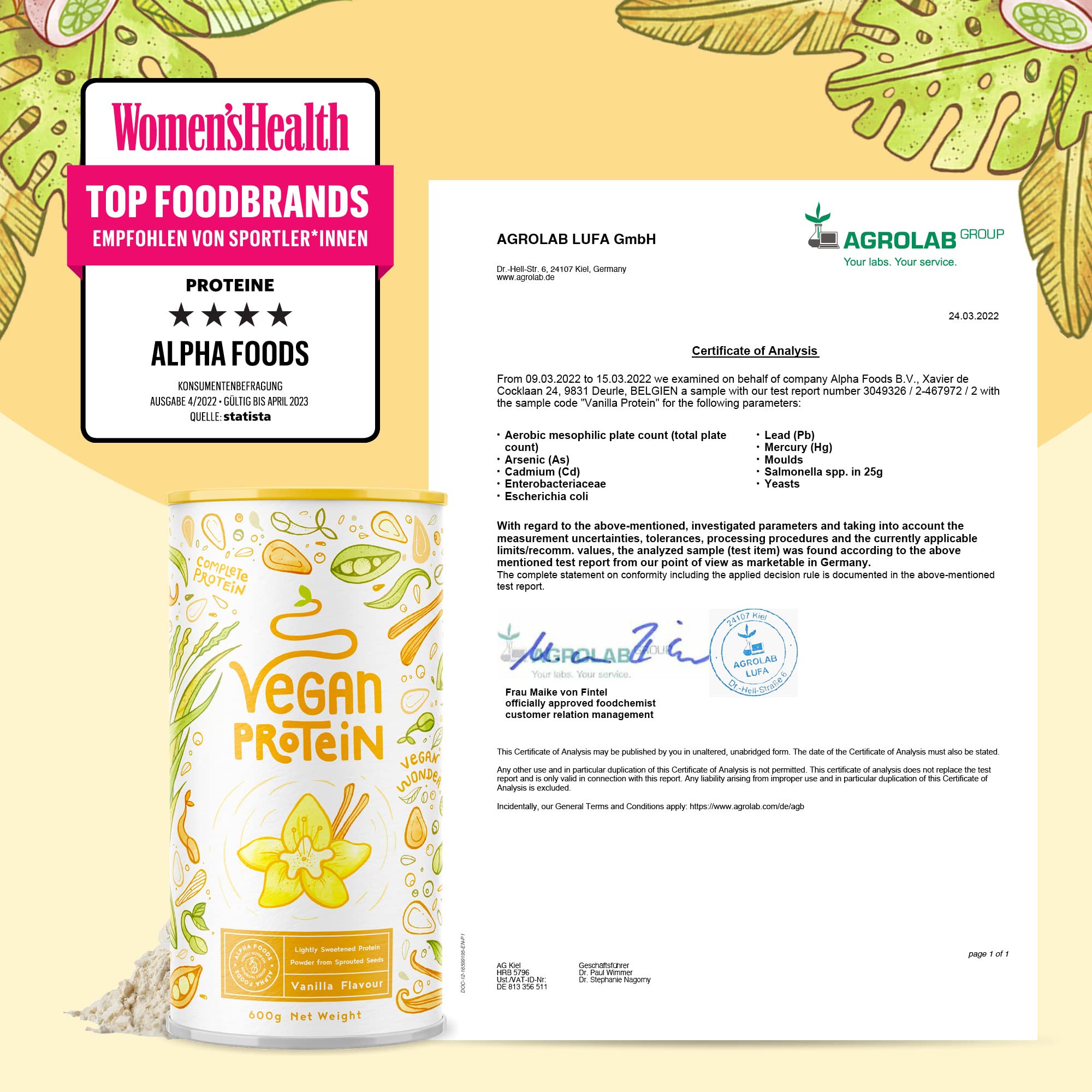 Vegan Protein Powder Vanilla - 1.2kg(80 servings) - 100% Plant Based Protein Powders Alpha Foods buy supplements canada