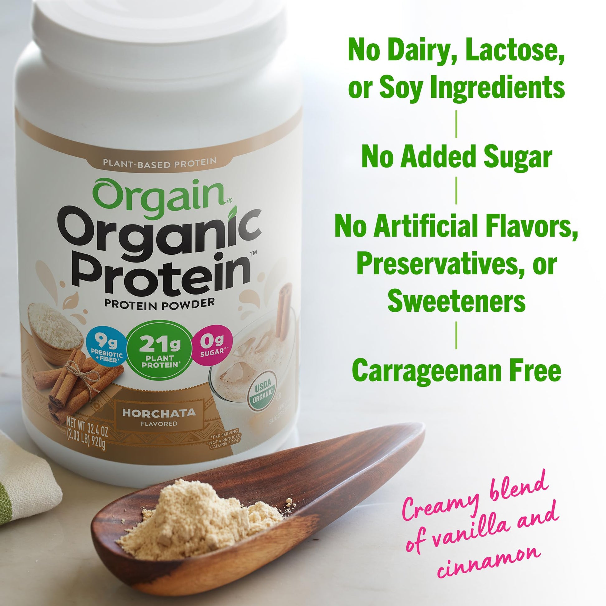 Orgain Organic Vegan Protein Powder, Horchata - 21g of Plant Based Protein, Low Net Orgain buy supplements canada