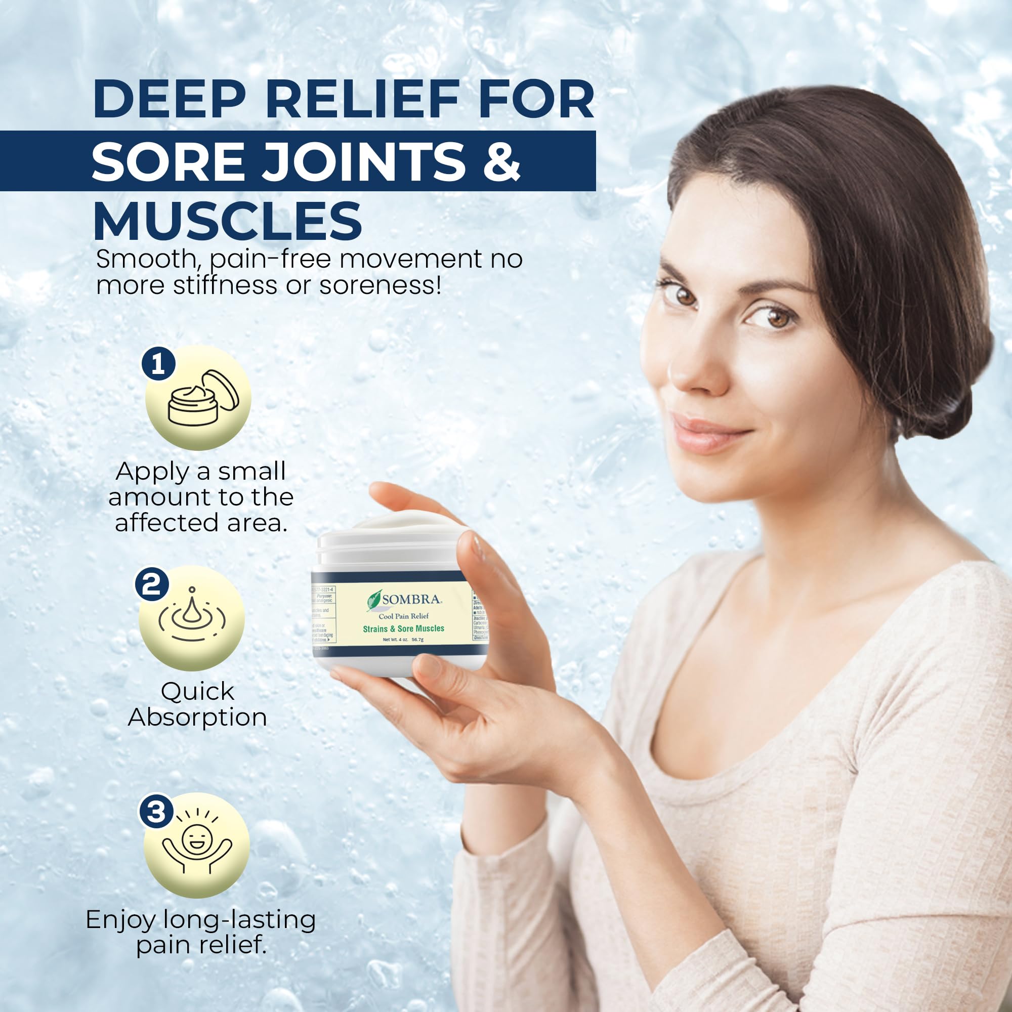 Sombra Original Cool Therapy Gel Cold Pain Relief for Swelling, Growing Pains, Soreness, Post-Workout, Vegan Formula Free of Artificial Fragrances, Dyes, NSAID, Wax, Petroleum, Alcohol - 4oz Jar Sombra buy supplements canada