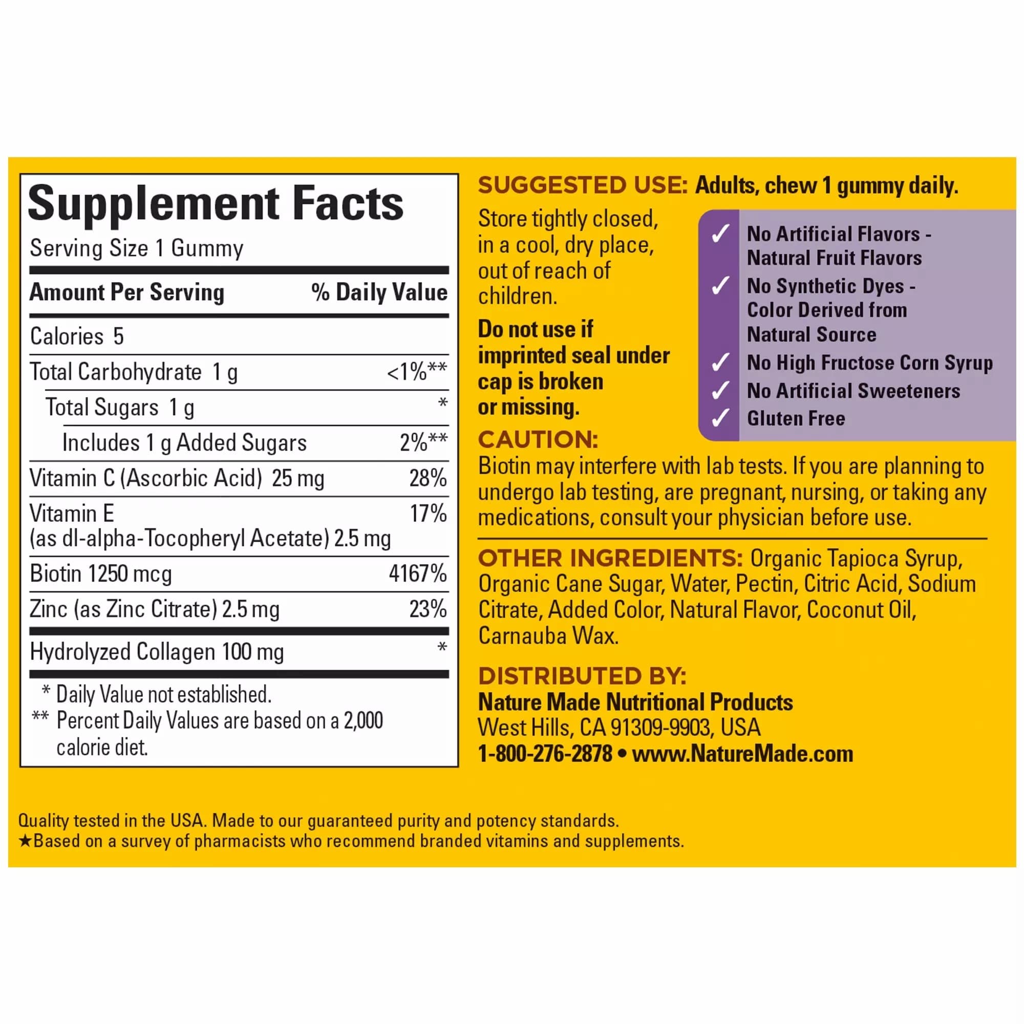 Nature Made Collagen Gummies with Vitamin C, Zinc and Biotin, Hydrolyzed Collagen Nature Made buy supplements canada