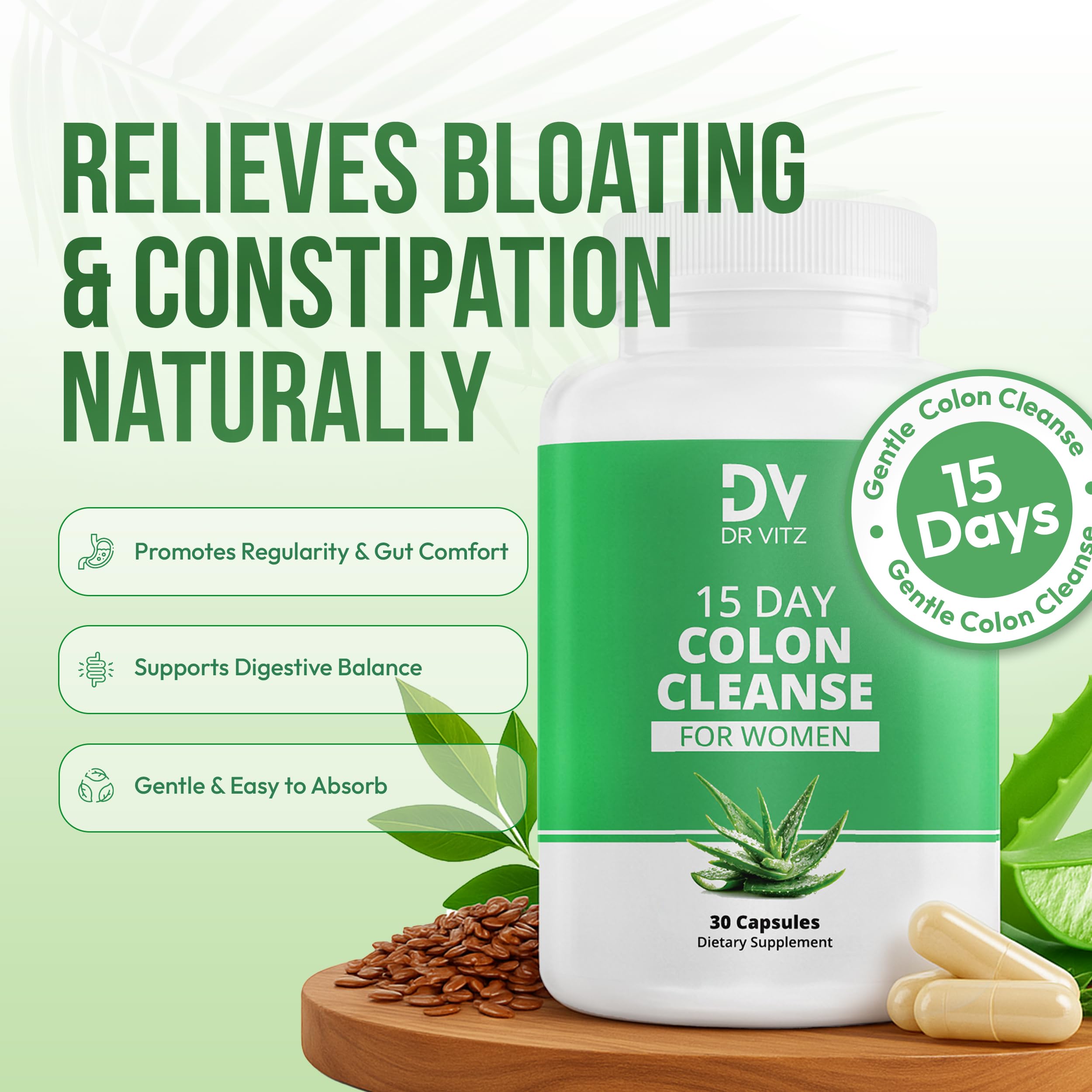Dr Vitz 15 Day Colon Cleanse for Women – Natural Detox Pills with Herbs, Fiber & Probiotics – Bloating & Constipation Relief, Weight Loss & Gut Health Reset – 30 Capsules Dr Vitz buy supplements canada