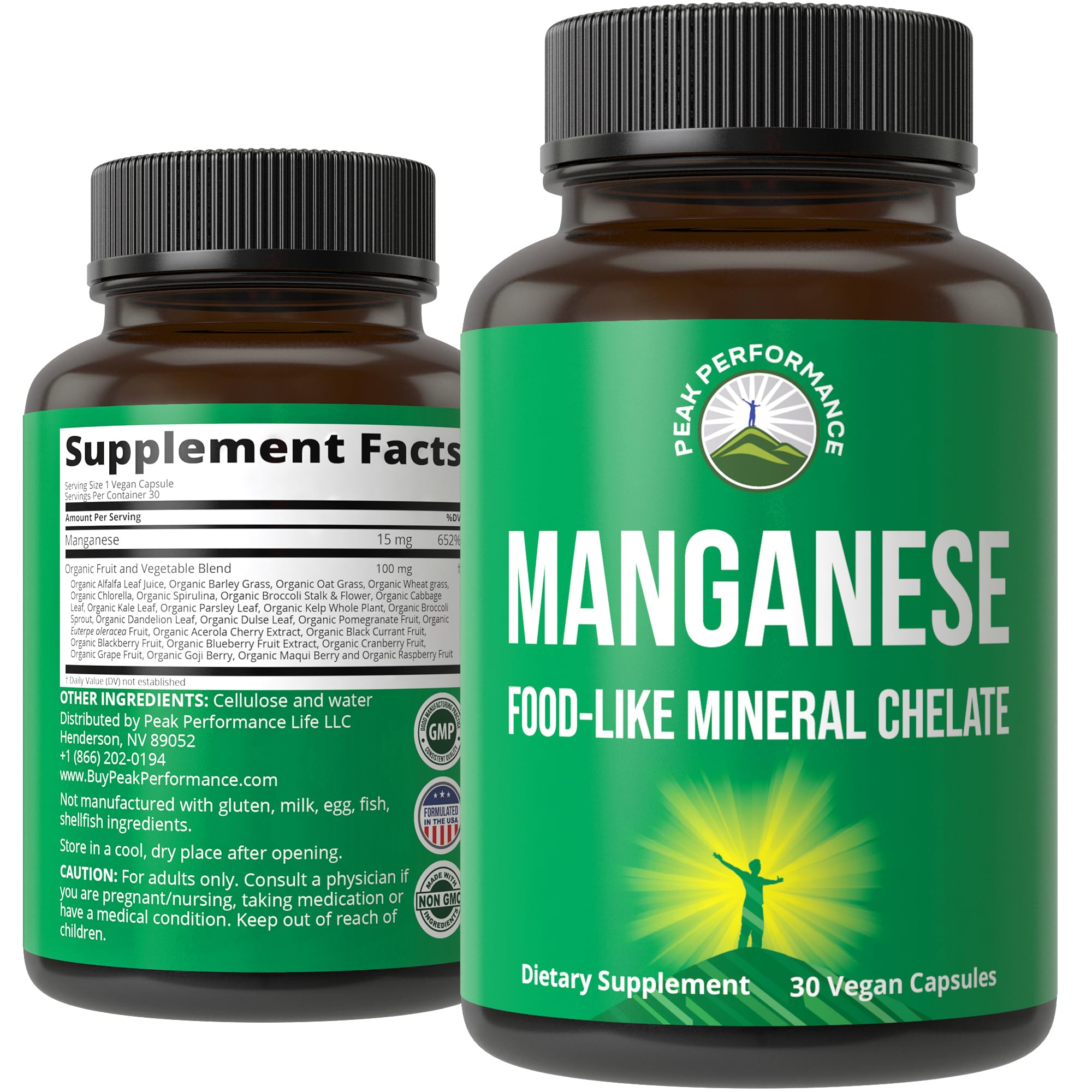 Manganese Supplement Food Like Mineral Chelated for Superior Absorption with Whole Food Blend of 25+ Fruits & Vegetables. Pure Trace Mineral Capsules for Connective Tissue, Bone Health, Enzyme Support Peak Performance buy supplements canada