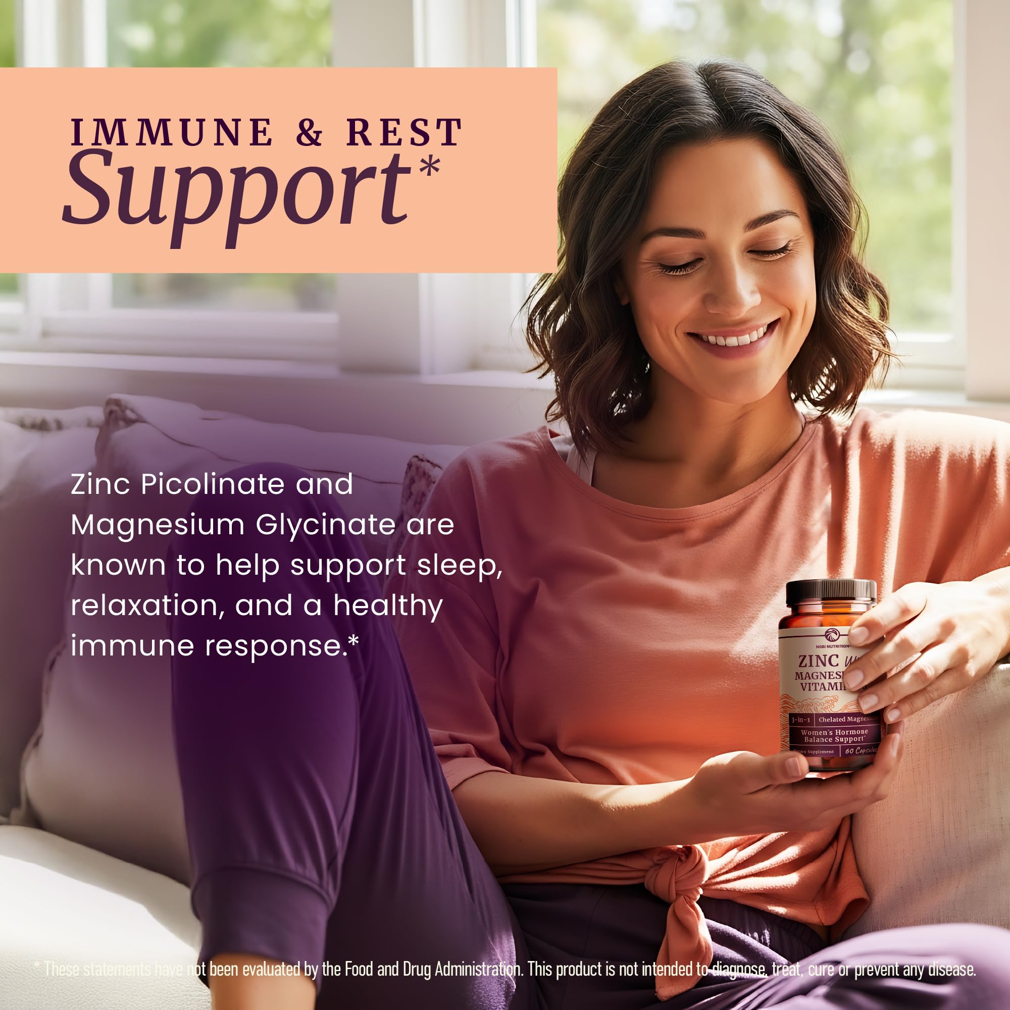 Zinc and Magnesium Supplement with Vitamin B6 | Women’s Hormone Balance, Menstrual Cycle & Immune Support | High Absorption Chelated Magnesium Glycinate with Zinc Picolinate and VIT B6 | 60 Ct Nobi Nutrition buy supplements canada