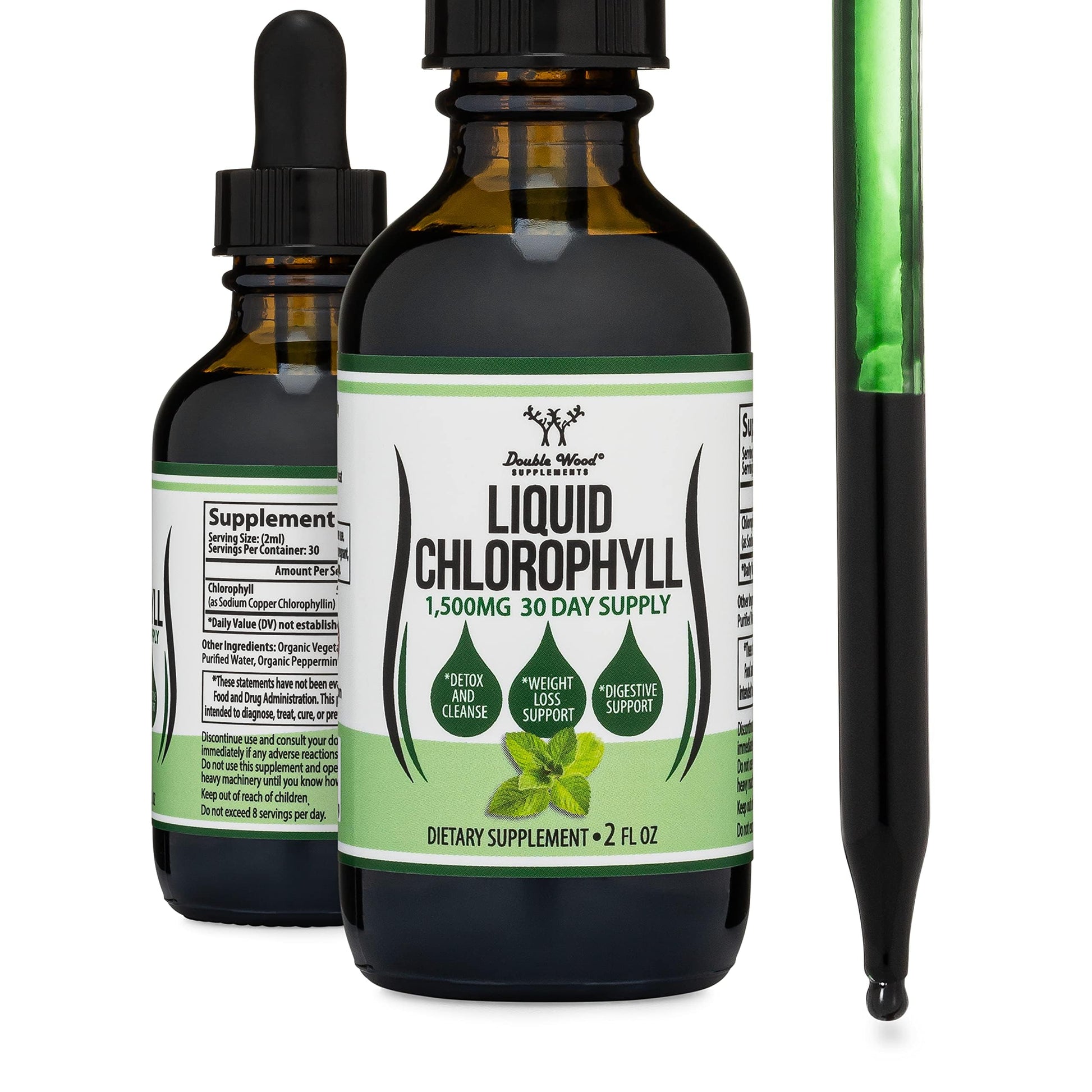 Chlorophyll Liquid Drops - for Digestion, Gut Health, Energy and Detox - Vegan Safe Double Wood Supplements buy supplements canada