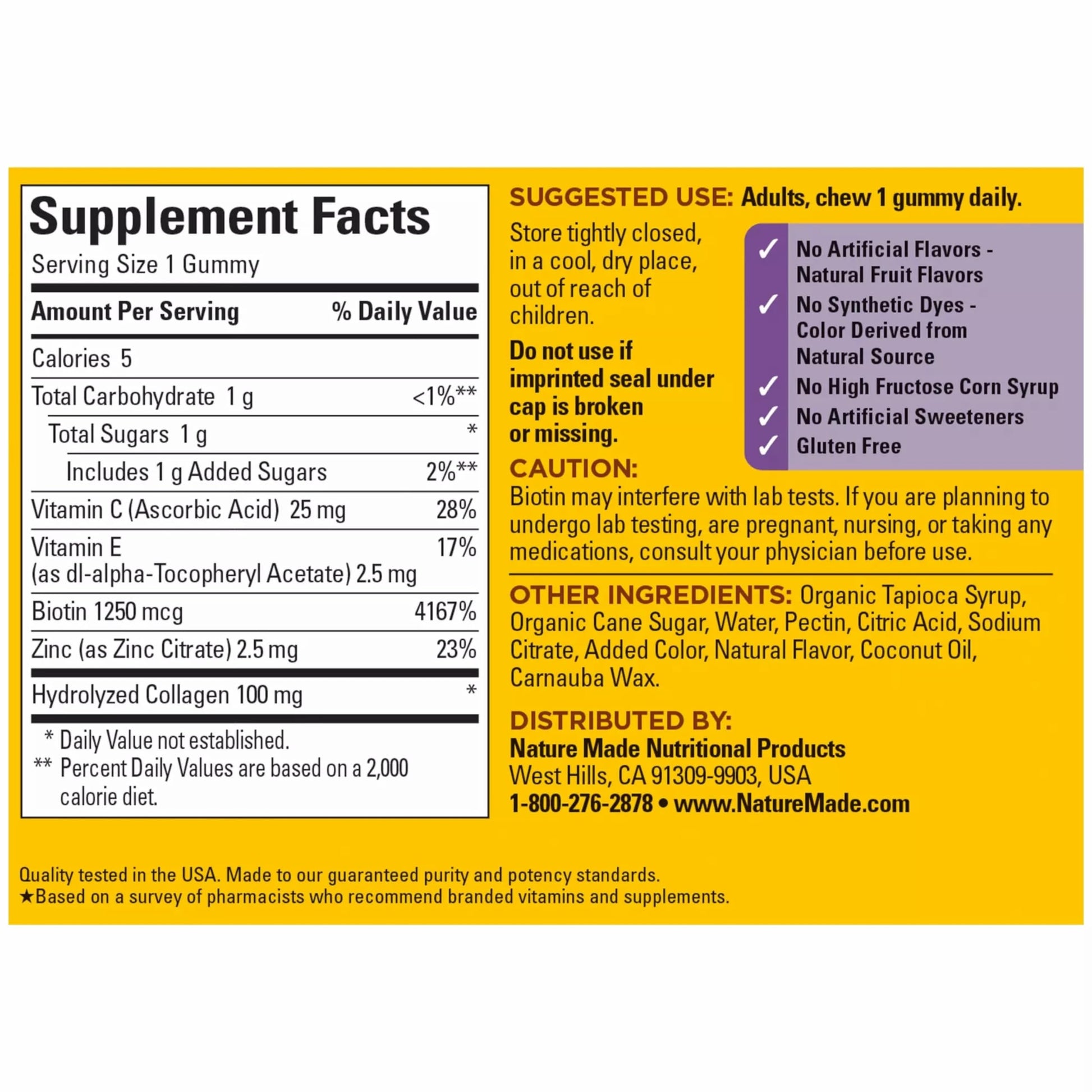 Nature Made Collagen Gummies with Vitamin C, Zinc, Biotin, Hydrolyzed Collagen Peptides for Women and Men Nature Made buy supplements canada