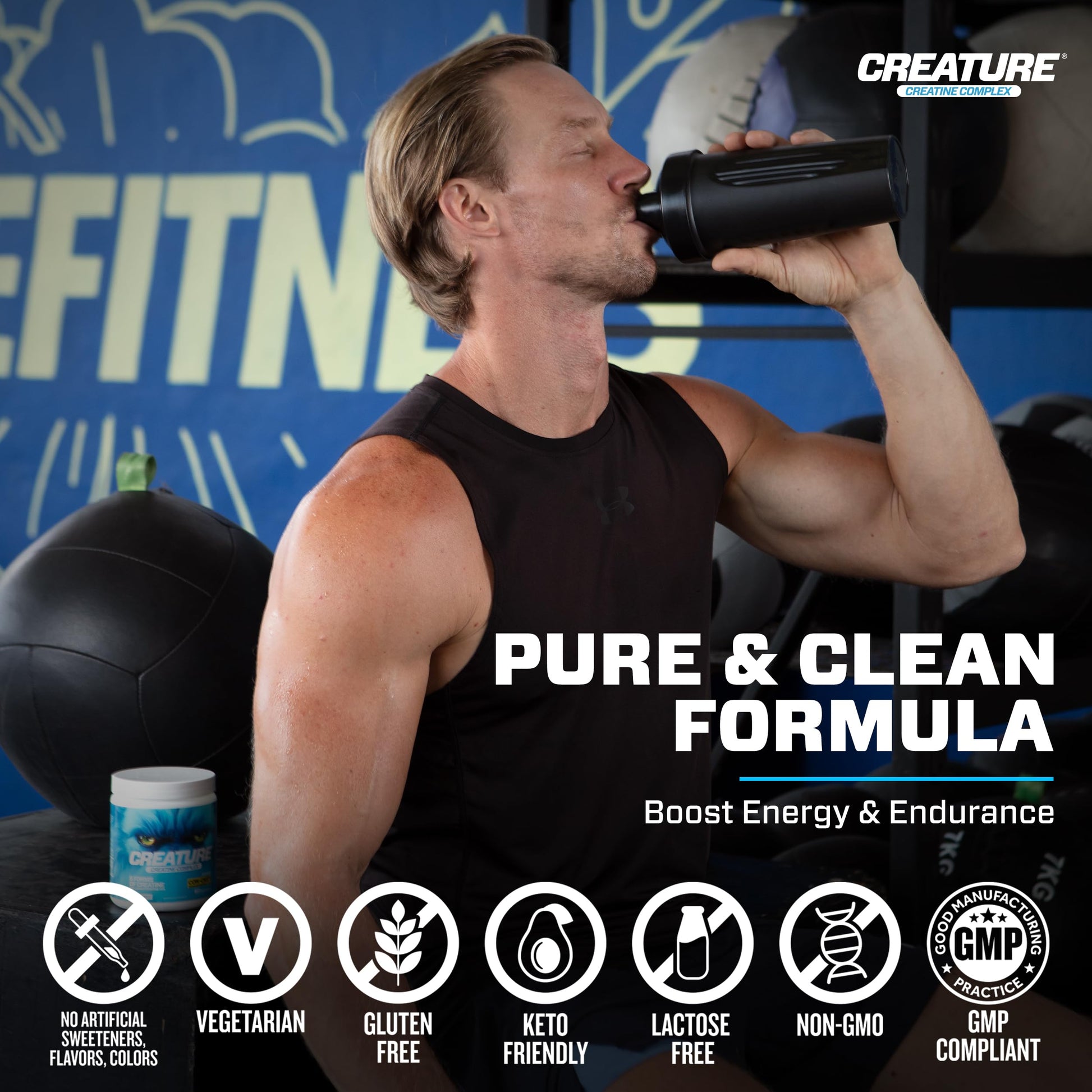 CREATURE® Creatine Complex - Creatine Monohydrate Powder with 5 Types of Creatine Including Con-Crēt® Creatine HCL, Promotes Muscle, Strength, Endurance, Brain Health, Unflavored, 300g 60 Servings CREATURE buy supplements canada