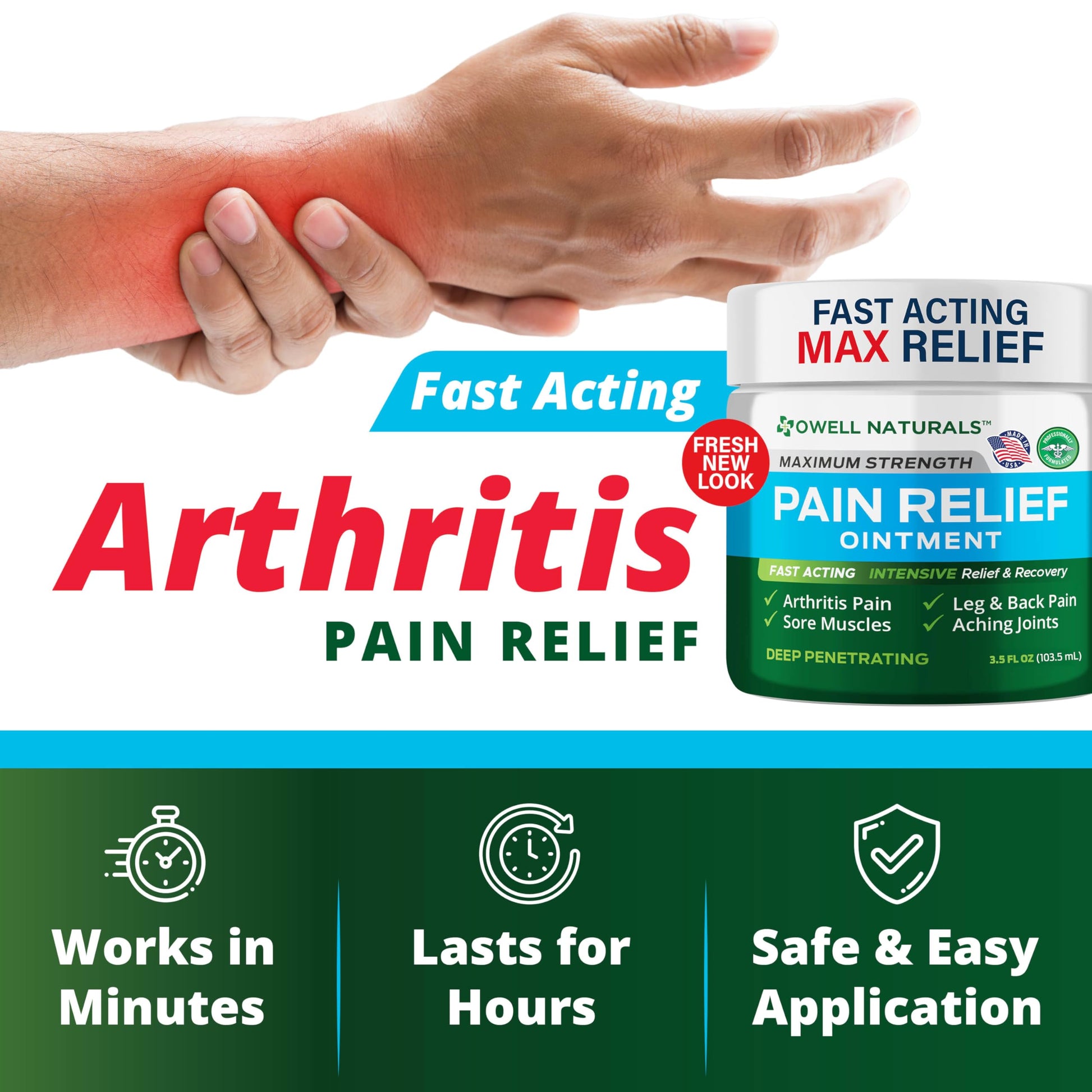 OWELL NATURALS Arthritis Pain Relief Ointment with Arnica & MSM – Deep Penetrating Joint & Muscle Therapy for Knee, Back, Sore Muscles, Legs, 3.5 oz (2 Pack) Owell Naturals buy supplements canada