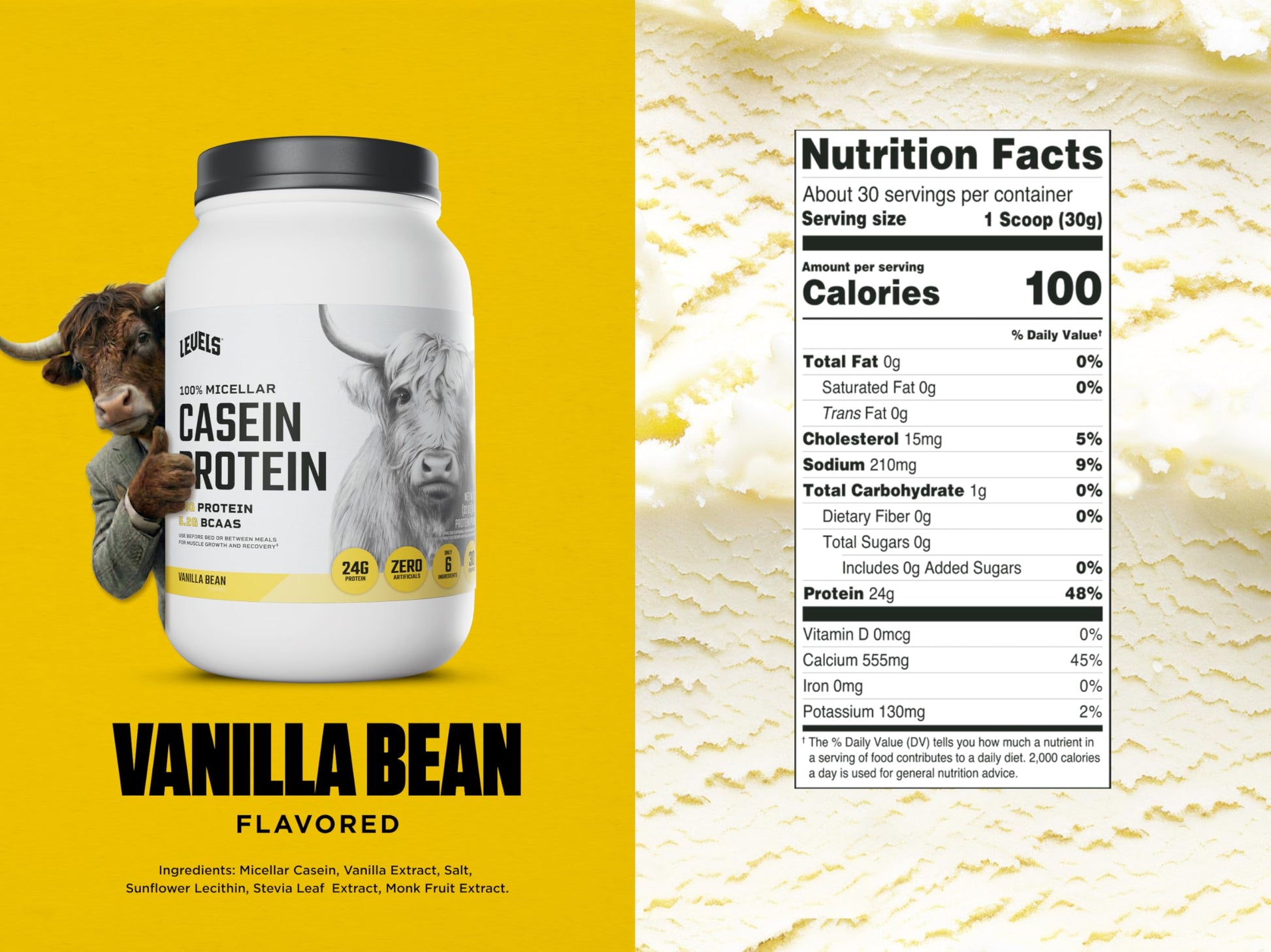 Levels 100% Micellar Casein Protein, Hormone Free, Vanilla Bean, 2LB Levels Nutrition buy supplements canada