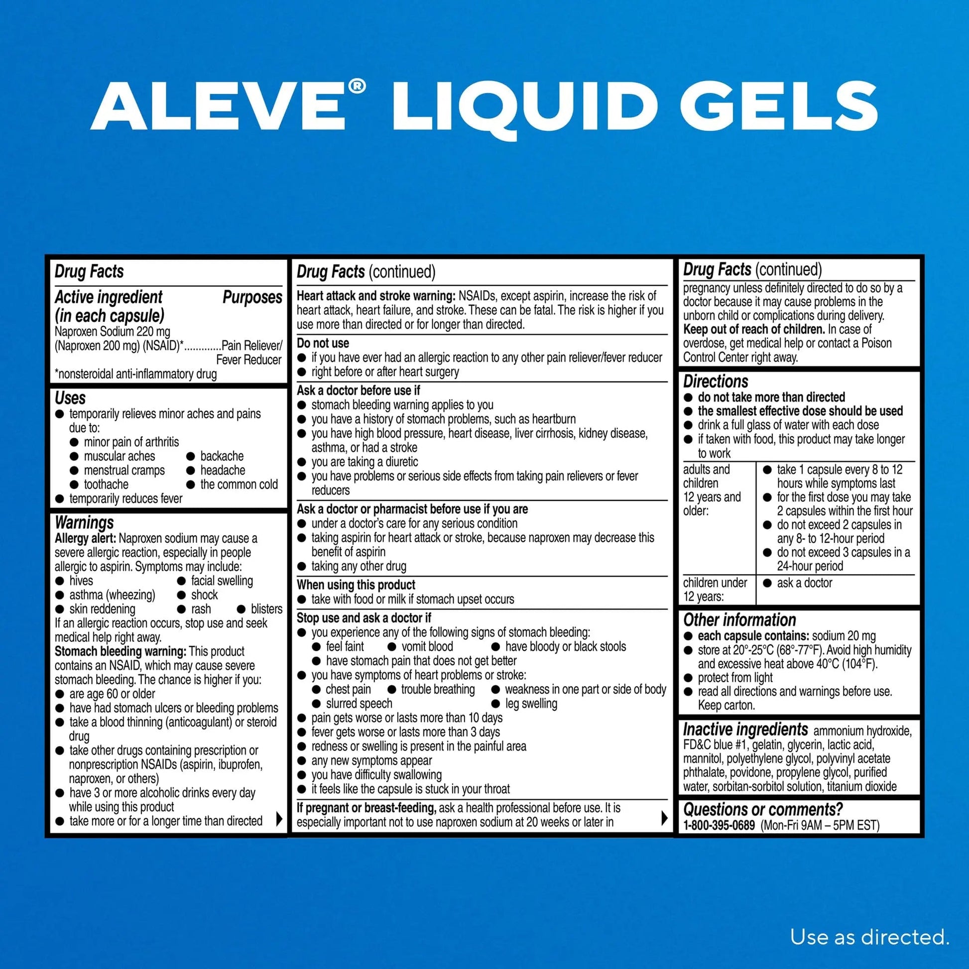 Aleve Liquid Capsules, Naproxen Sodium Capsules 220 mg (NSAID), Pain Reliever/Fever Reducer, Fast Pain Relief, 120 Count Aleve buy supplements canada