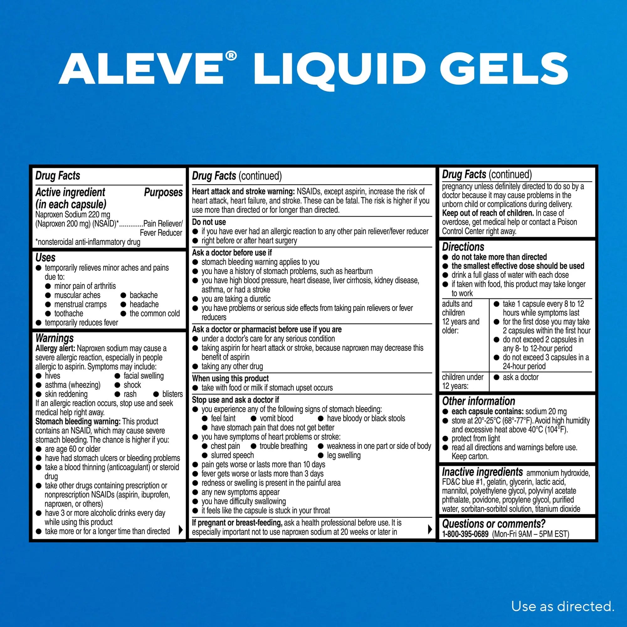 Aleve Liquid Capsules, Naproxen Sodium Capsules 220 mg (NSAID), Pain Reliever/Fever Reducer, Fast Pain Relief, 120 Count Aleve buy supplements canada