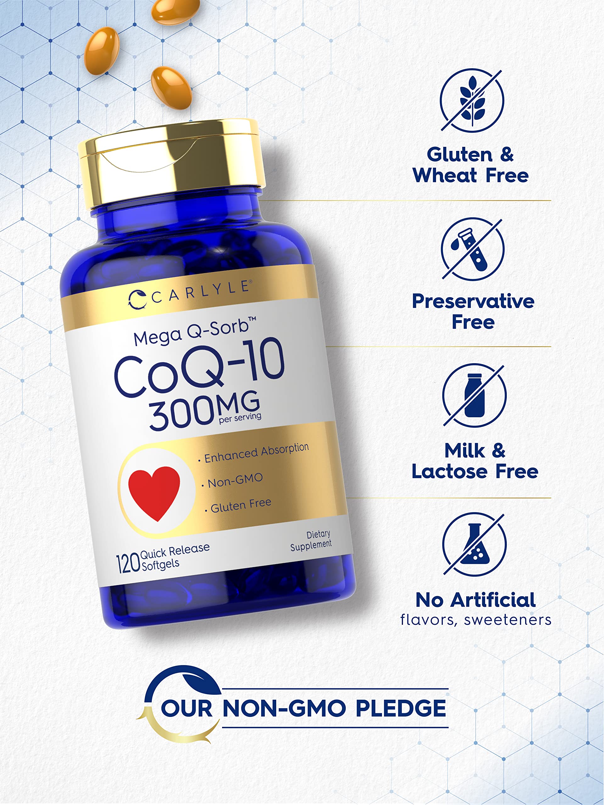 Carlyle CoQ10 300mg | 120 Softgels | Mega Q-Sorb Coenzyme Q-10 | with Black Pepper Carlyle buy supplements canada