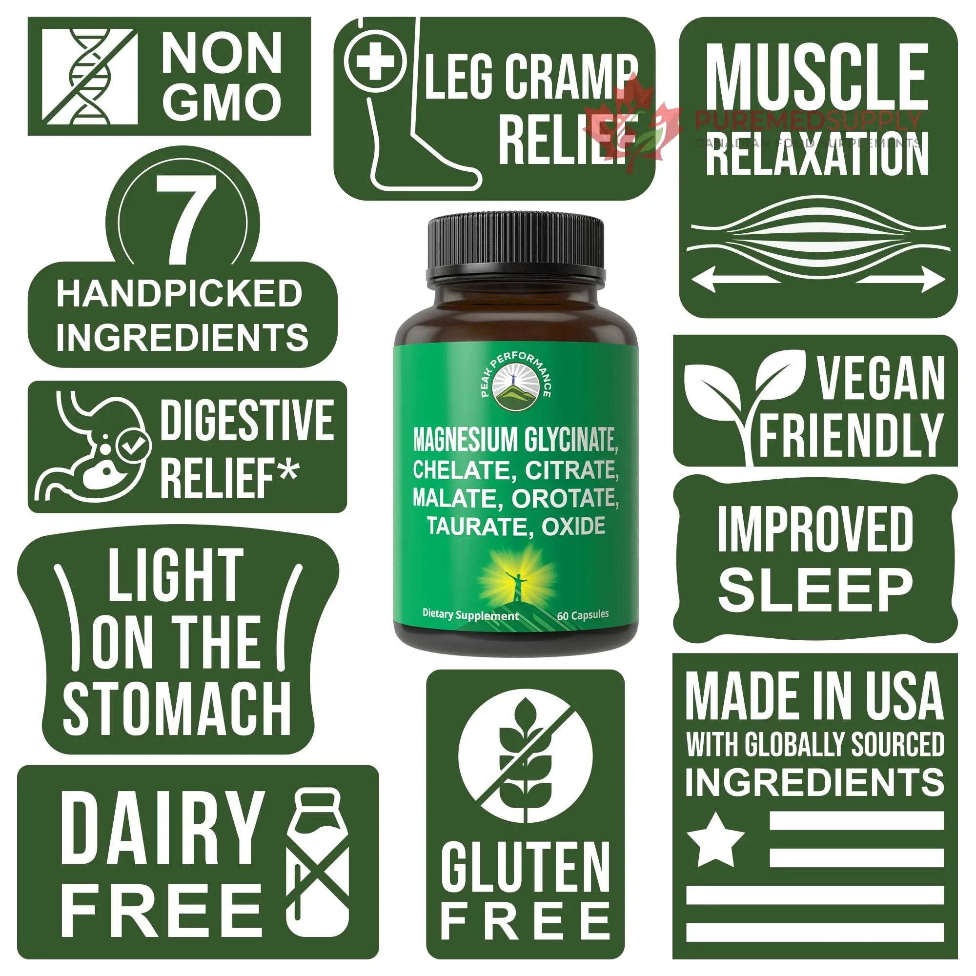 Magnesium Glycinate + Citrate + Malate + Chelate + Orotate + Taurate + Oxide. 7 Forms of Magnesium Complex. 500mg Supplement Capsules for Women & Men. 2 Pills for Sleep, Leg Cramps, Muscles Peak Performance buy supplements canada