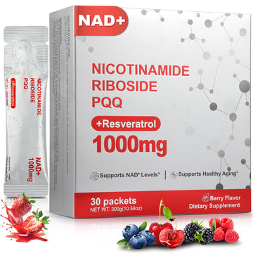 Zooone NAD+ Liquid Supplement 1000mg, Nicotinamide Riboside & Resveratrol, Extra Strength Berry Flavor Drink Mix for Energy, Focus & Anti-Aging -30 Pack Zooone buy supplements canada