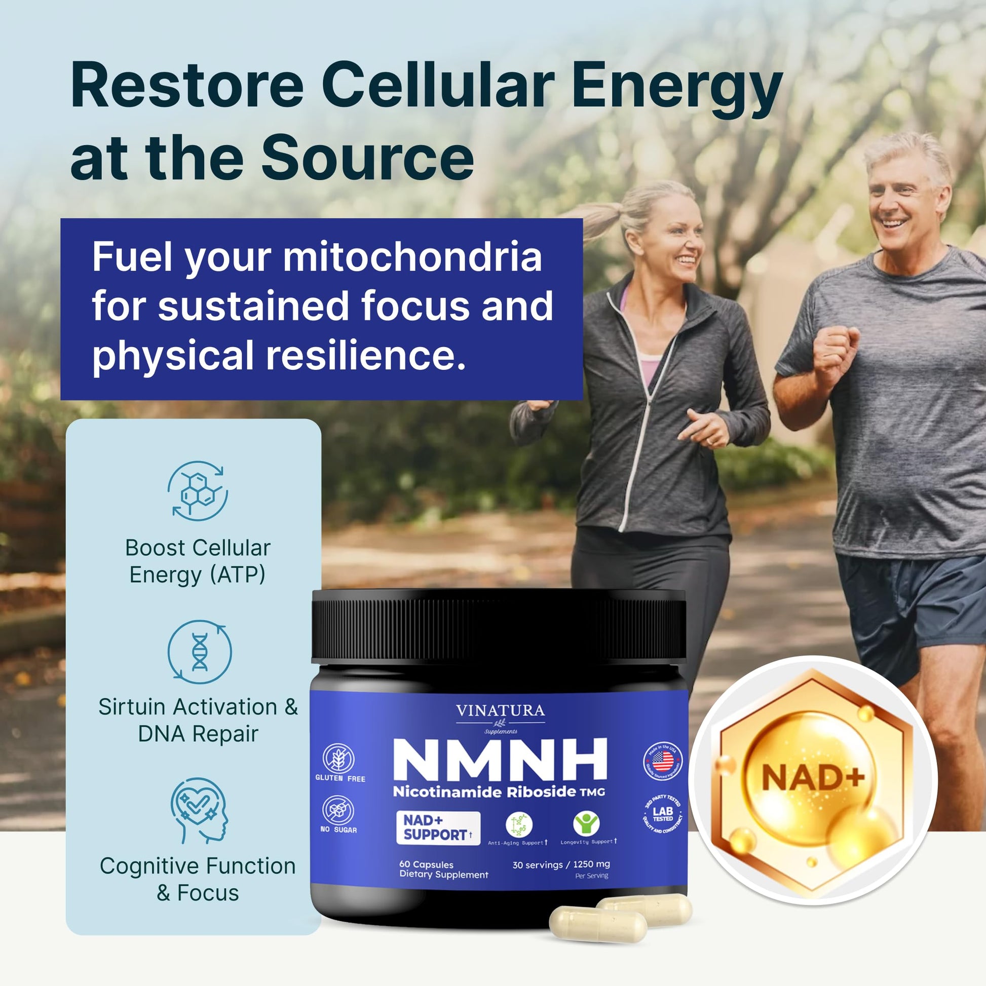 VINATURA NMNH (NMN Supplement Alternative) Nicotinamide Riboside & TMG - NAD Supplement for Anti-Aging - 60 Capsules VINATURA buy supplements canada