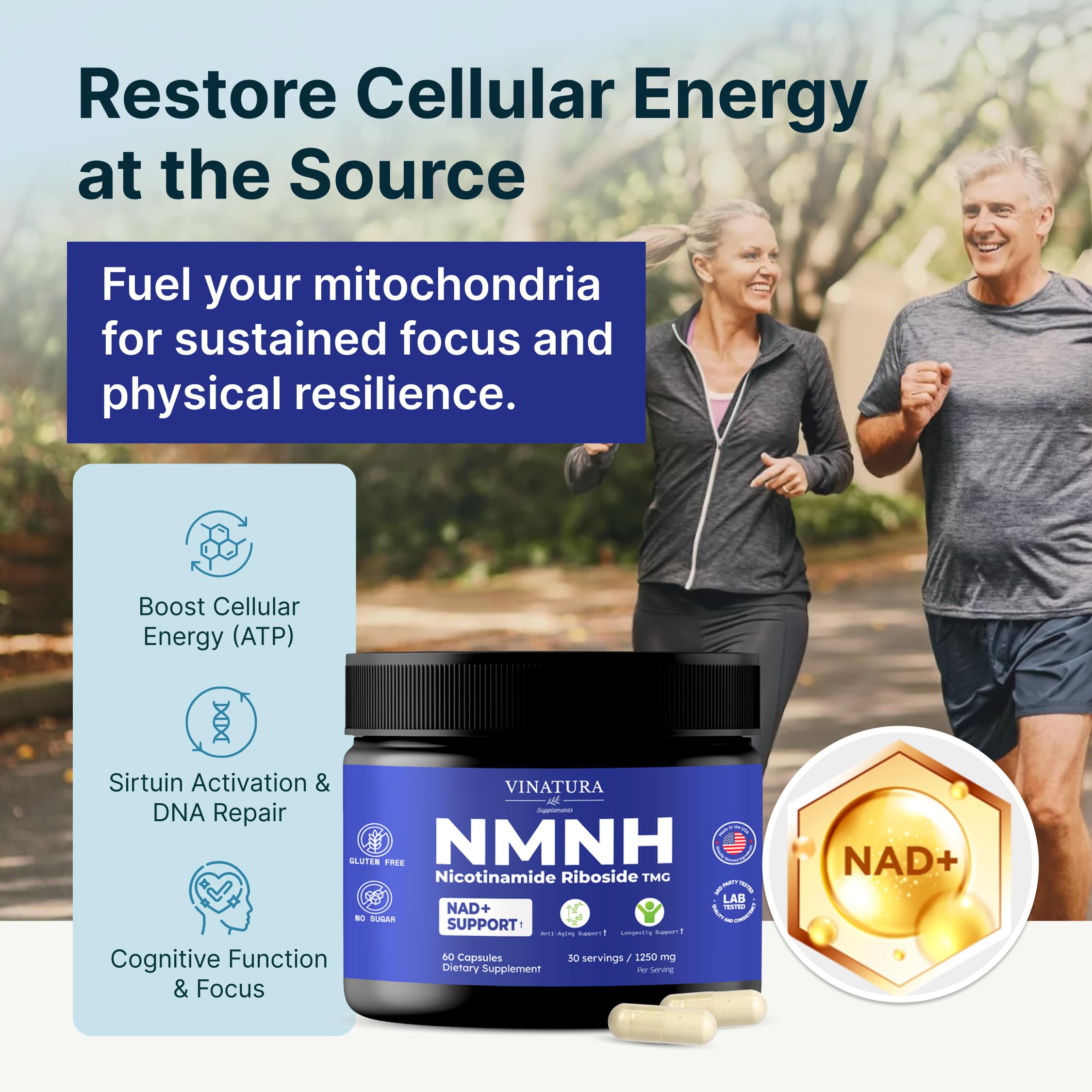 VINATURA NMNH (NMN Supplement Alternative) Nicotinamide Riboside & TMG - NAD Supplement for Anti-Aging - 60 Capsules VINATURA buy supplements canada