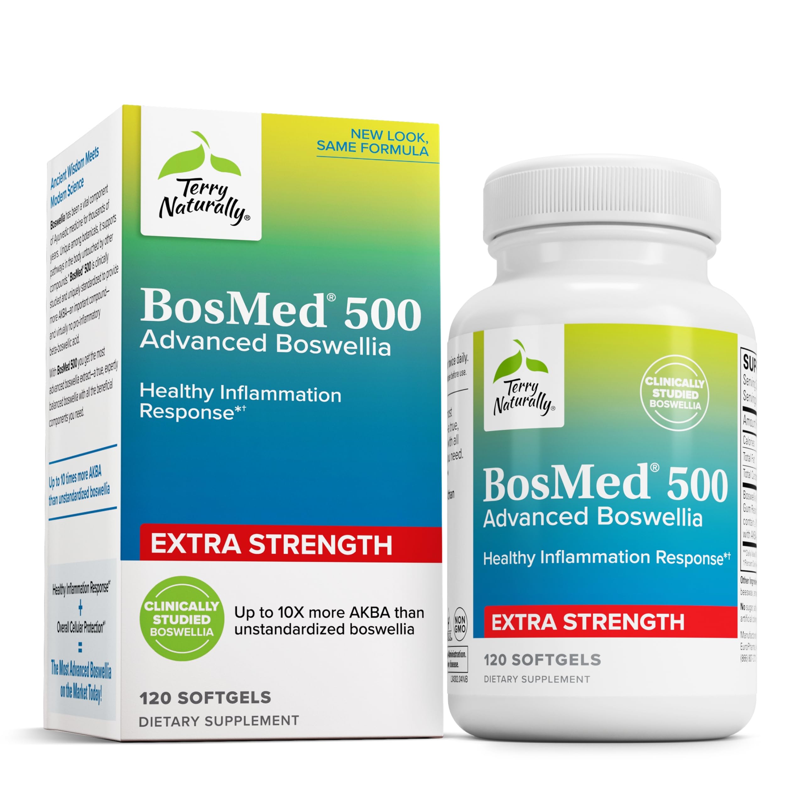 Terry Naturally BosMed 500 Extra Strength - Boswellia Serrata Extract Supplement - Supplement for Healthy Lung Support - Herbal Supplement Formula with High Levels of AKBA - 120 Softgels Terry Naturally buy supplements canada