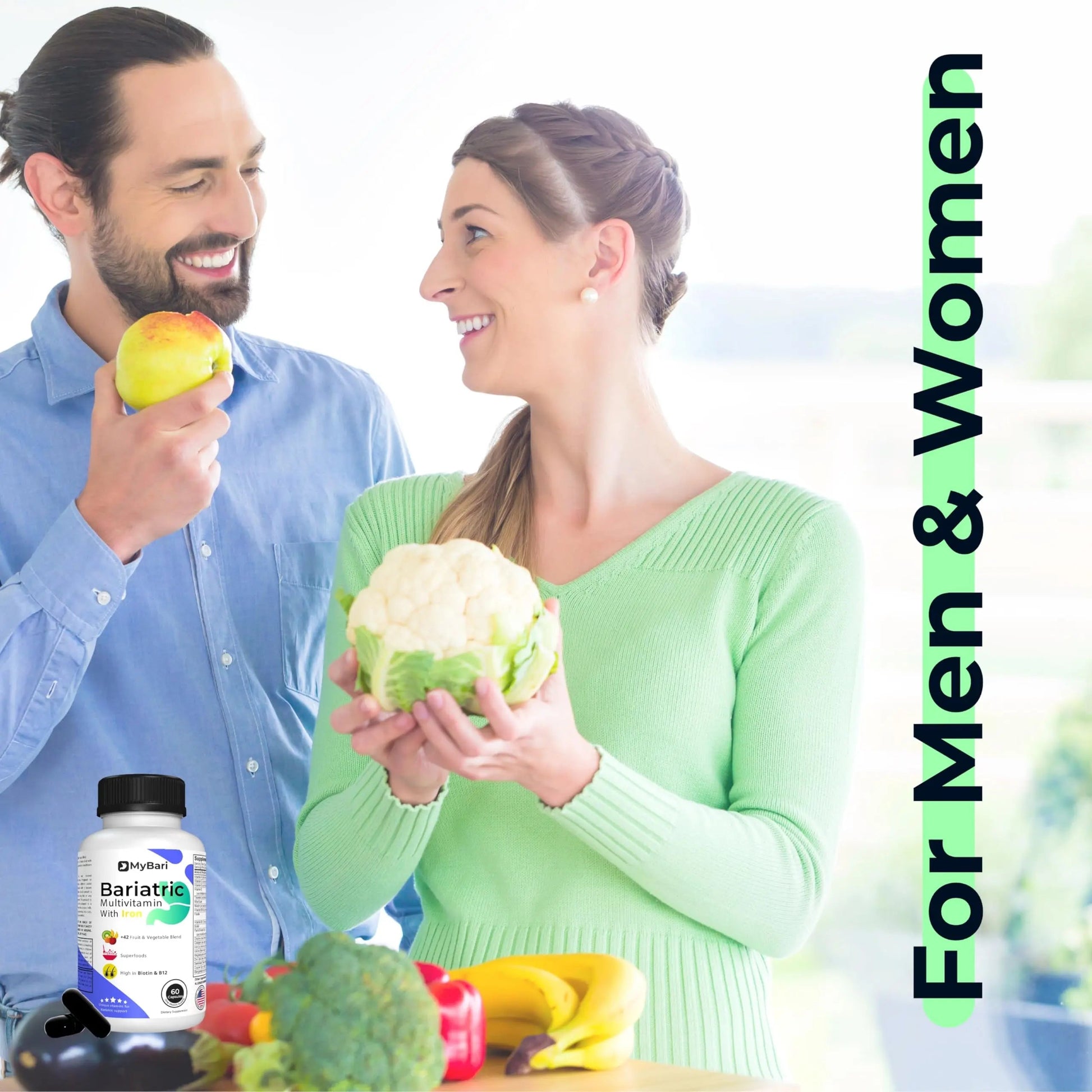 MyBari All-in-One Bariatric Multivitamin with Iron - Made in USA - for Men & Women - Supports Gastric Sleeve & Bypass with 42+ Fruit & Veggie Blend - 60 Liquid Capsules MyBari buy supplements canada
