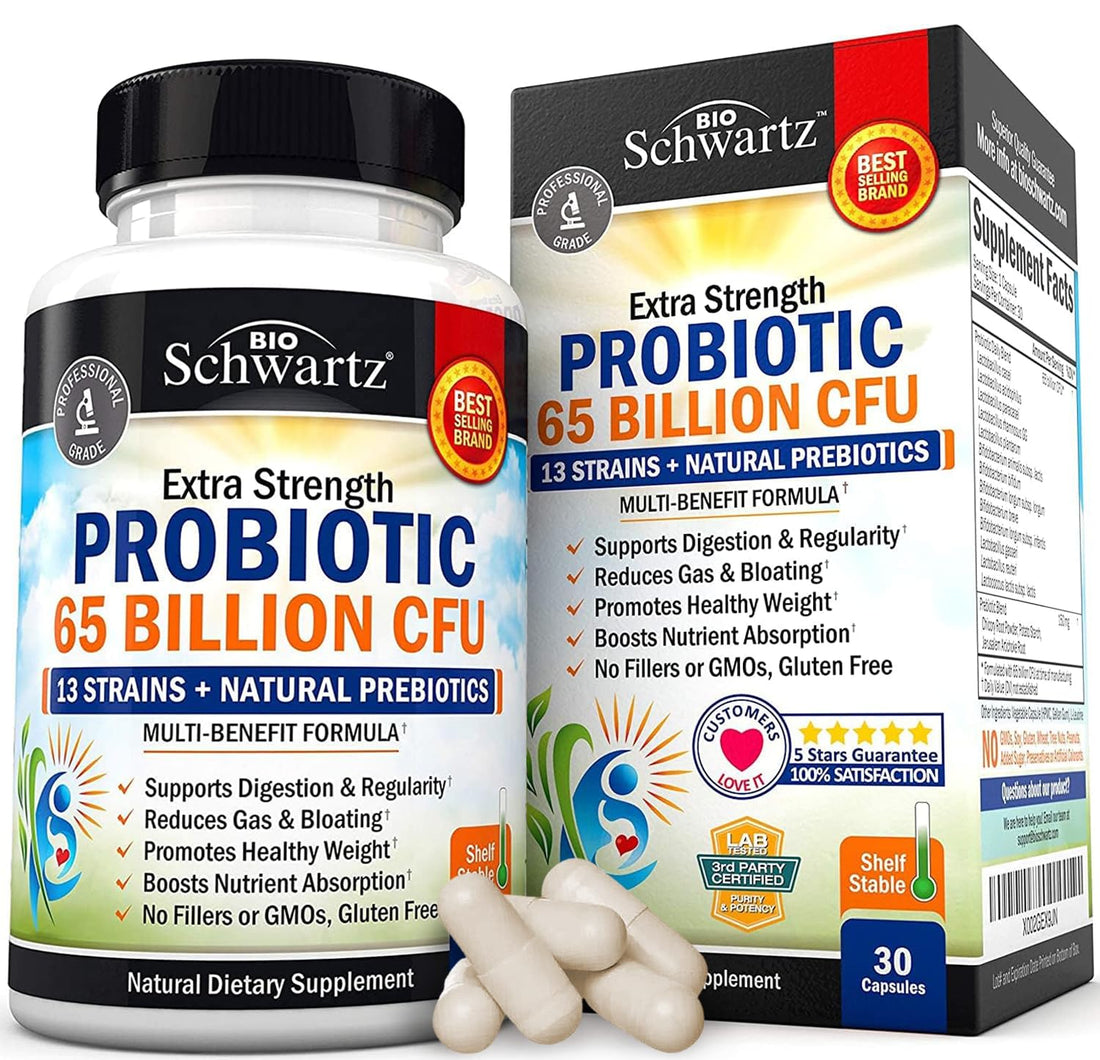 Probiotic 65 Billion - Probiotics with Prebiotic for Women & Men - Lactobacillus BioSchwartz buy supplements canada