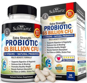 Probiotic 65 Billion - Probiotics with Prebiotic for Women & Men - Lactobacillus BioSchwartz buy supplements canada