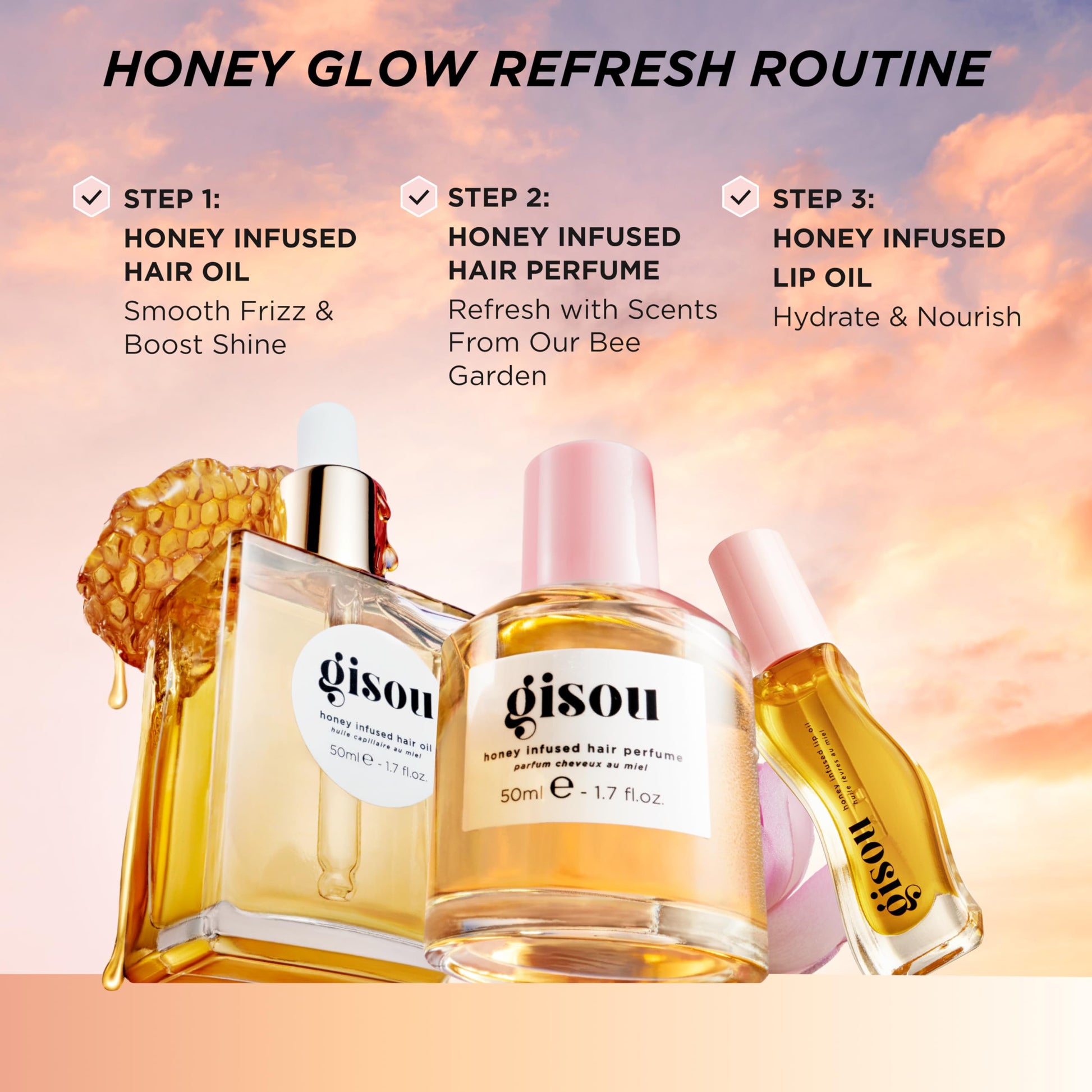 Gisou Honey Infused Hydrating Lip Oil, Nourishing Lip Moisturizer for Dry Lips (Watermelon Sugar) Gisou buy supplements canada