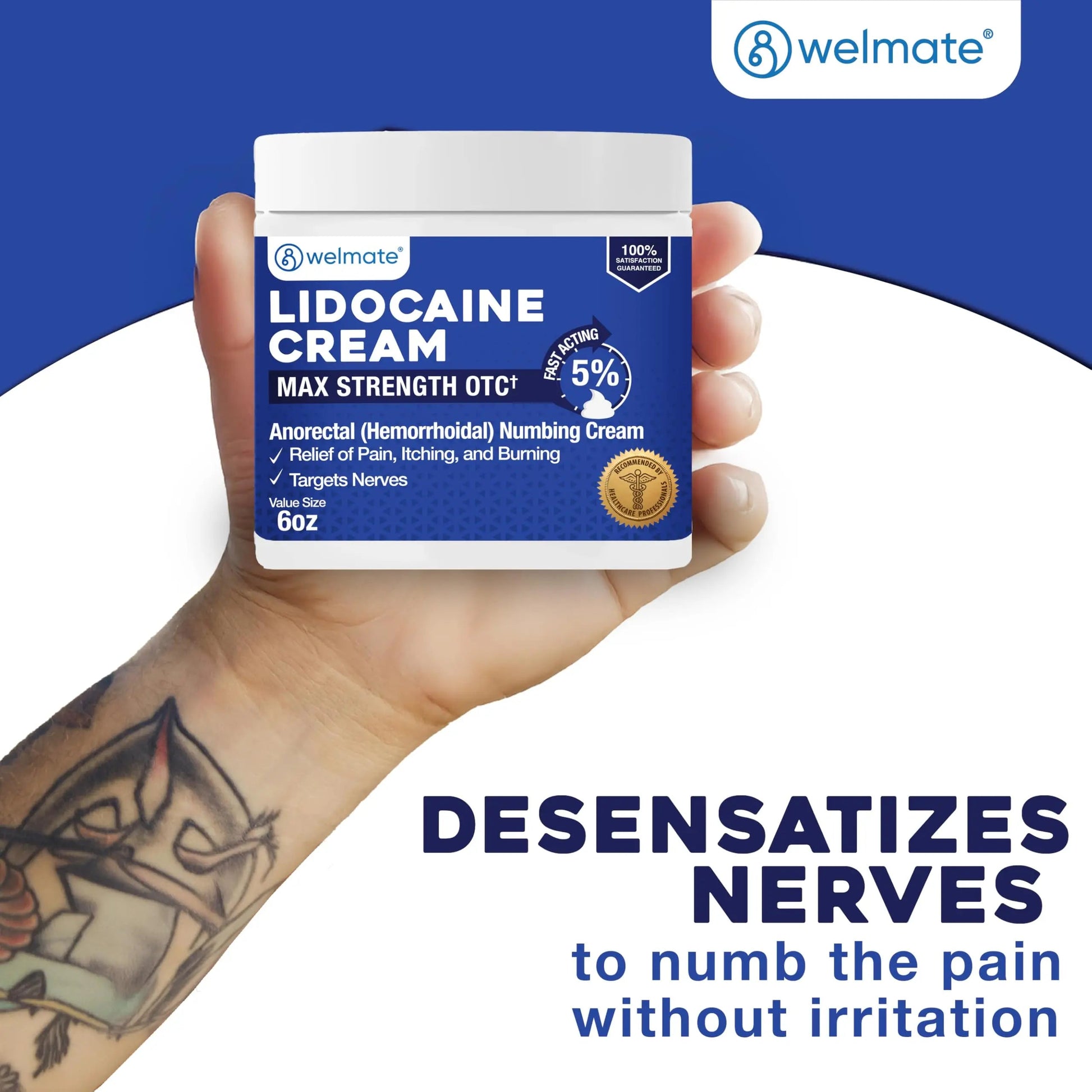 WELMATE 5% Lidocaine Cream for Hemorrhoids, 6 oz Jar – Fast-Acting Lidocaine Numbing Cream & Topical Analgesic Cream for Anorectal Itch Relief WELMATE buy supplements canada