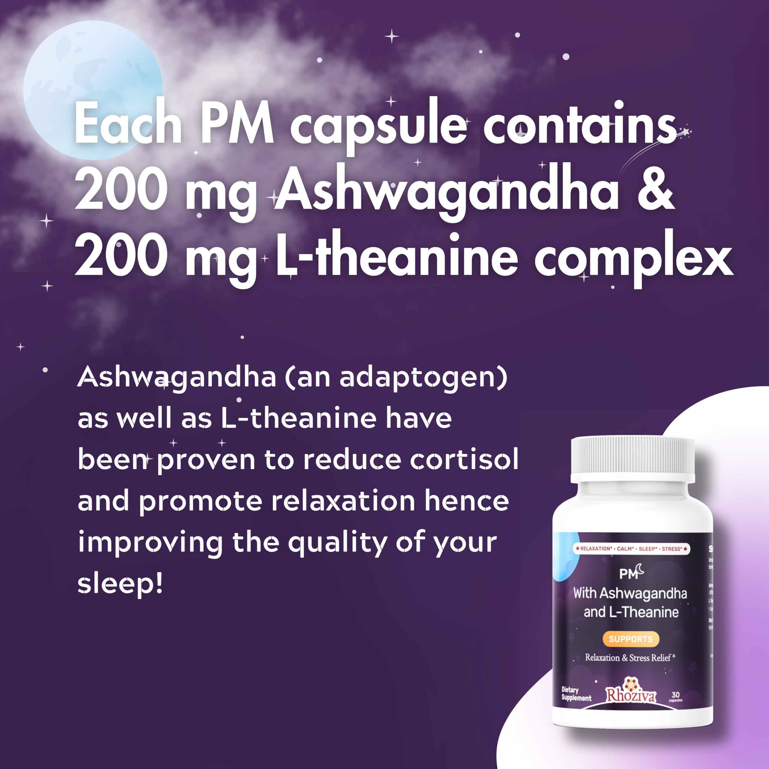AM PM Multivitamin - Cortisol Supplements for Women and Men with L-Theanine, Ashwagandha - Rhodiola Rosea Supplement 200mg - Vitamin B Complex - Nootropics - Day and Night Vitamins for Women & Men Rhoziva buy supplements canada