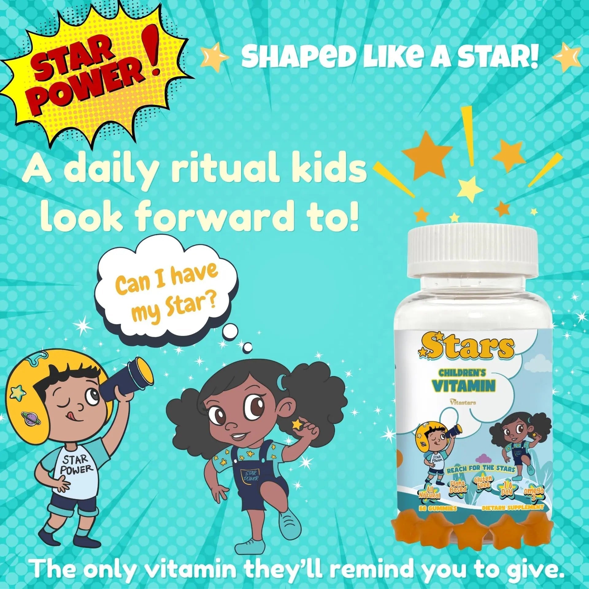 Stars Kids Multivitamin Gummies with Omega 3, Vitamins for Kids with A, B, C, D, Plant Based Multi Vitamins for Children, Manganese Vitastars buy supplements canada