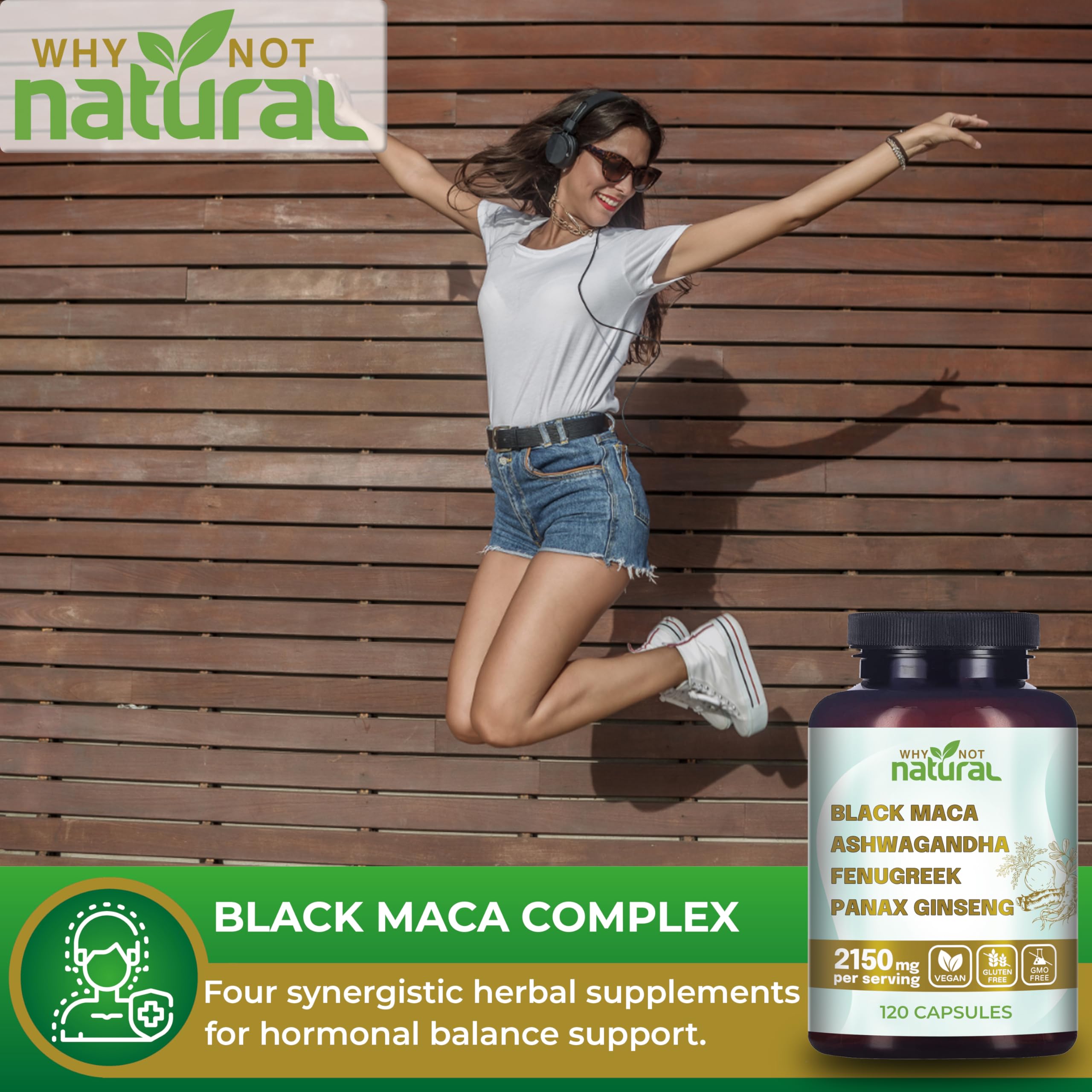 Why Not Natural 4-in-1 Organic Black Maca Root, Ashwagandha, Fenugreek, Panax Ginseng Capsules, Supplement for Men and Women (120 Count (Pack of 1) Why Not Natural buy supplements canada