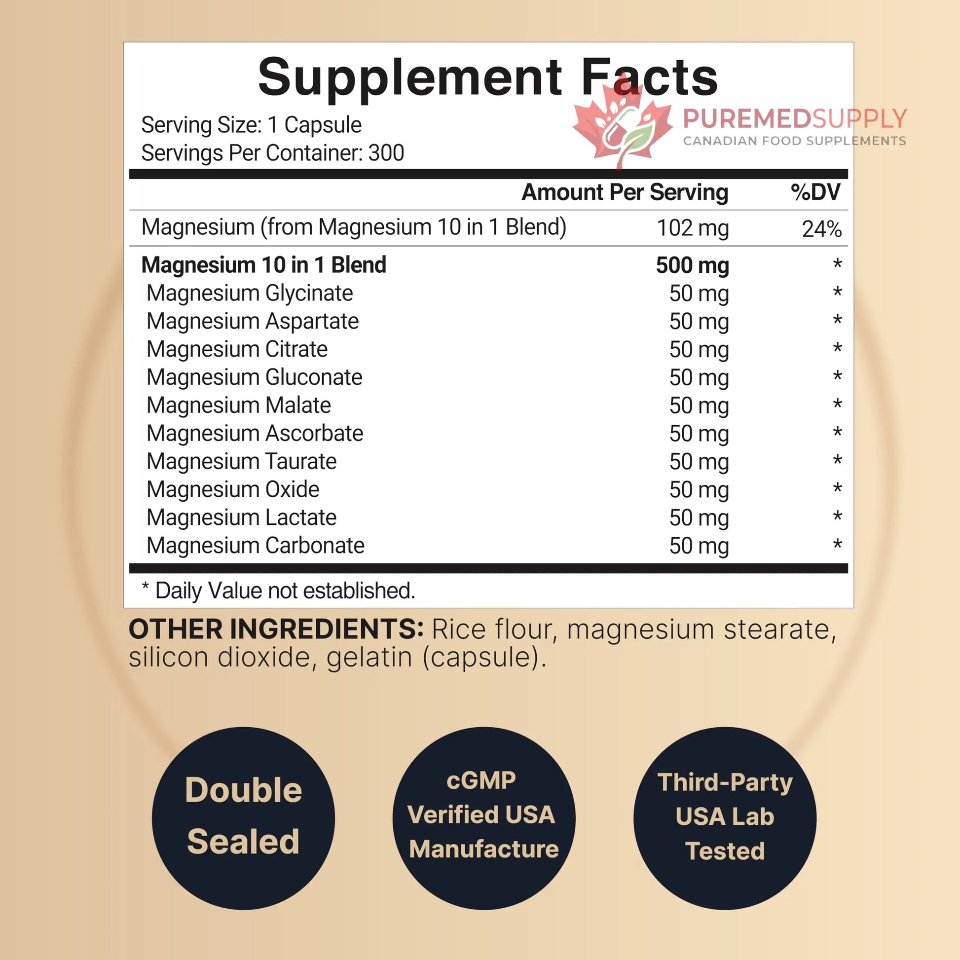 Magnesium Complex 500mg, 300 Capsules | 10-in-1 Magnesium Glycinate, Citrate, Malate & More | Chelated Form for Easy Absorption | Non-GMO NatureBell buy supplements canada