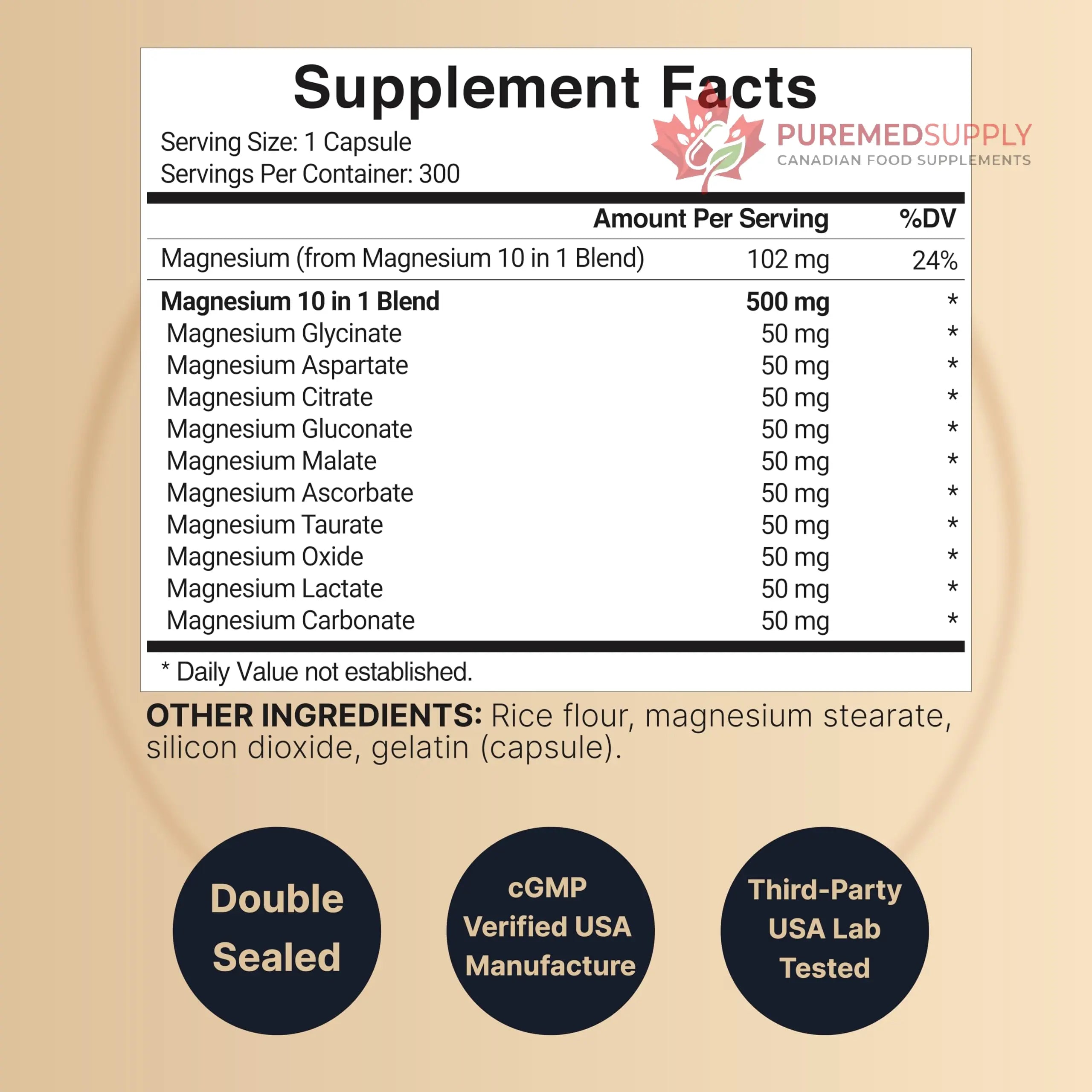 Magnesium Complex 500mg, 300 Capsules | 10-in-1 Magnesium Glycinate, Citrate, Malate & More | Chelated Form for Easy Absorption | Non-GMO NatureBell buy supplements canada