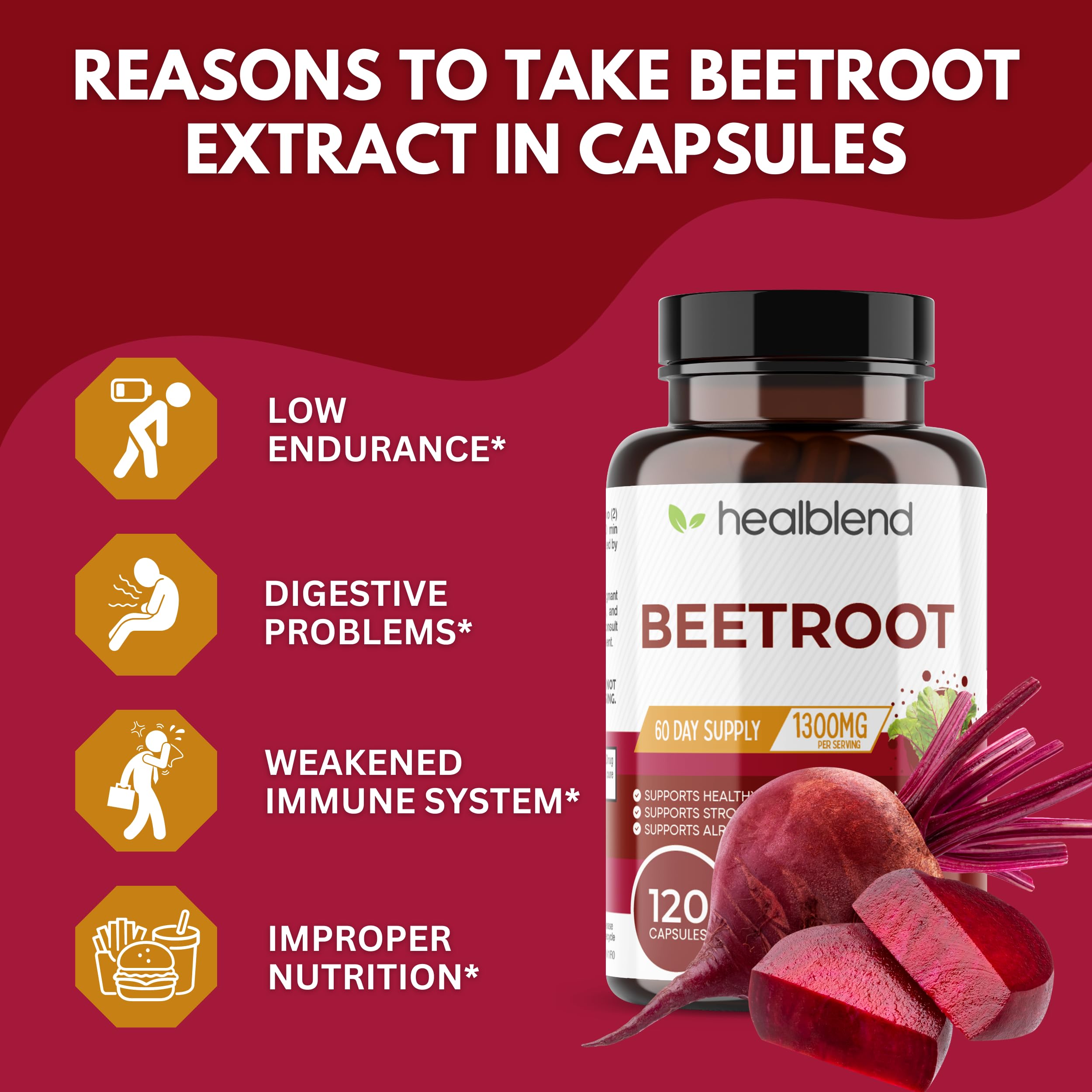 healblend Organic Nitric Oxide Beet Root Capsules 1300mg - Support Immune System healblend buy supplements canada