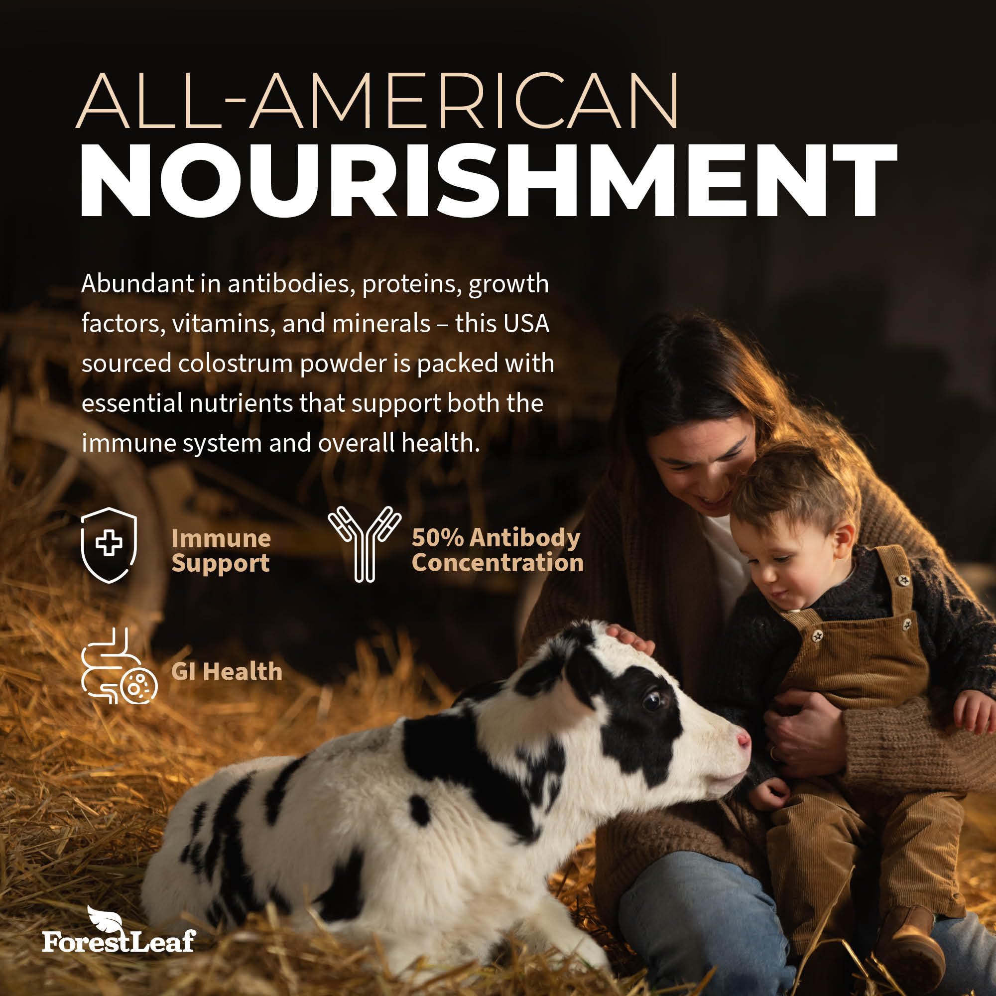 ForestLeaf Colostrum Powder 50% IgG Highest Pure Concentration, Grass Fed Colostrum Supplement for Gut Health, Immune Support and Muscle Recovery, Bovine Colostrum for Humans, Unflavored, 45 Servings ForestLeaf buy supplements canada