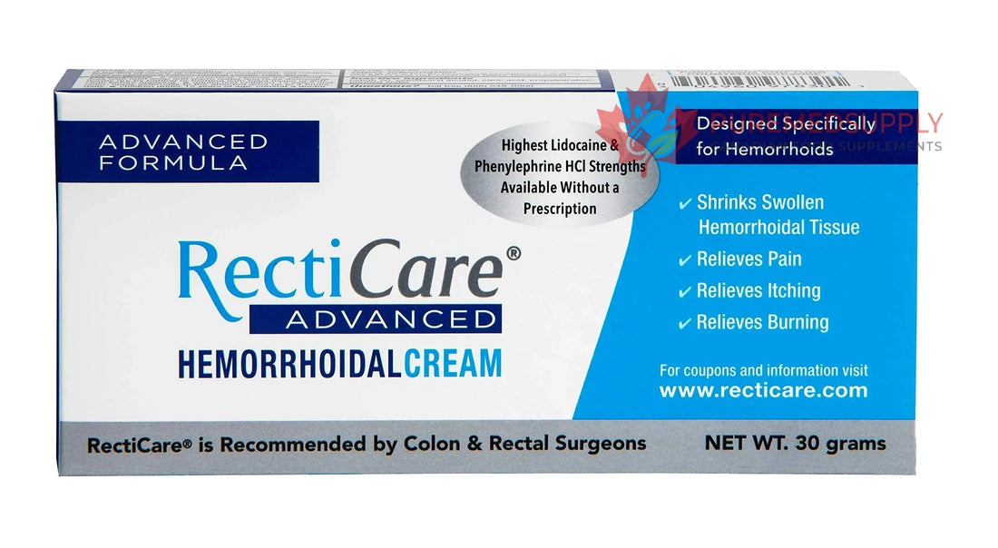 Recticare Advanced Hemorrhoidal Cream: Advanced Treatment to Shrink & Soothe Hemorrhoids - Itch, Pain, Burn Relief - 30g Hemorrhoidal Cream with Lidocaine Recticare buy supplements canada