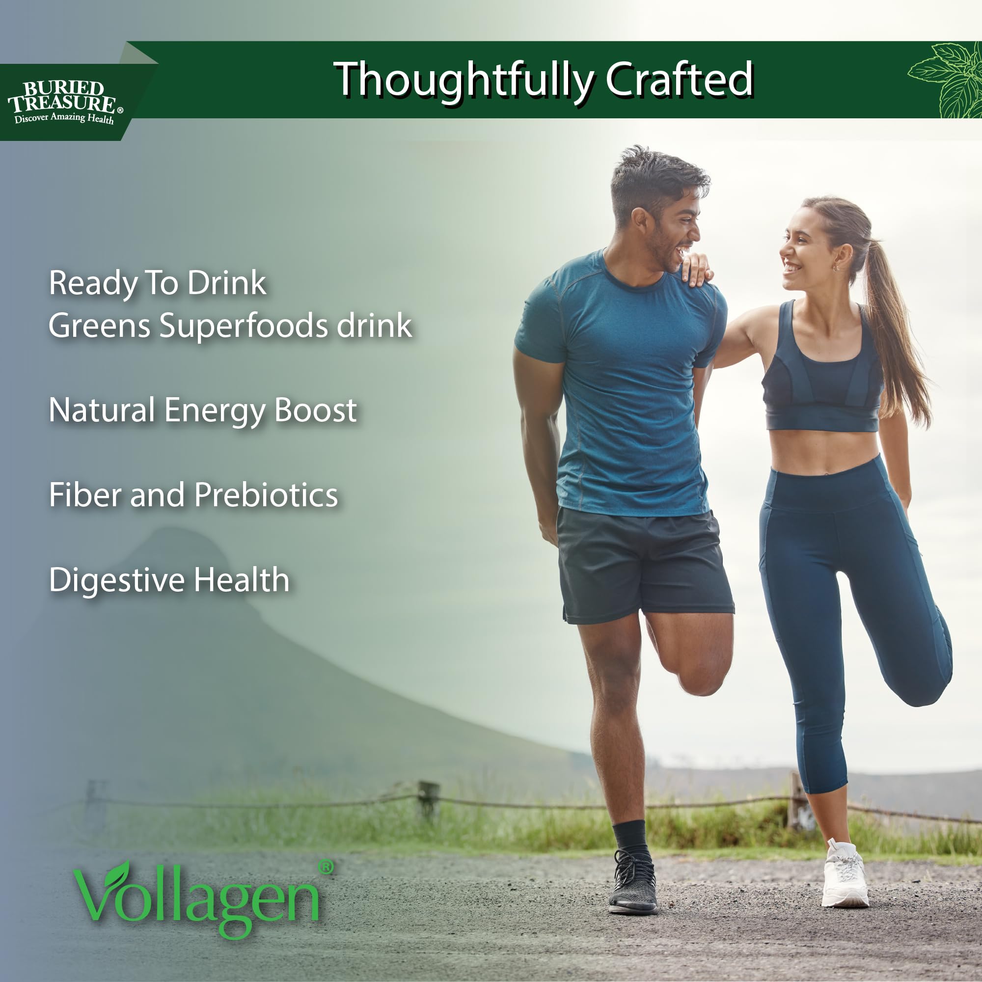 Buried Treasure Green20 Fusion – Superfood Blend with Vollagen for Skin, Hair, and Joint Support, Plant-Based, Vegan, Non-GMO Gluten-Free, Dairy-Free, Soy-Free, 32oz Liquid Buried Treasure buy supplements canada