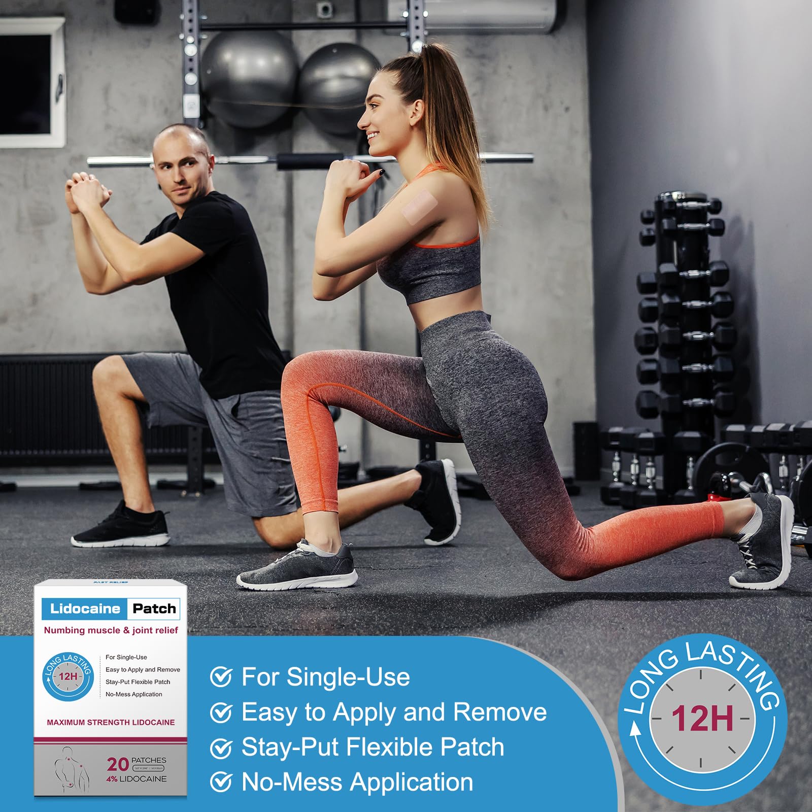 YOAPA 4% Lidocaine Pain Relief Patches | Maximum Strength Numbing Gel Patch for Back, Neck, Knee, Shoulder & Joint Pain | Up to 12 Hour Temporary Relief | 20 Count - G41 YOAPA buy supplements canada