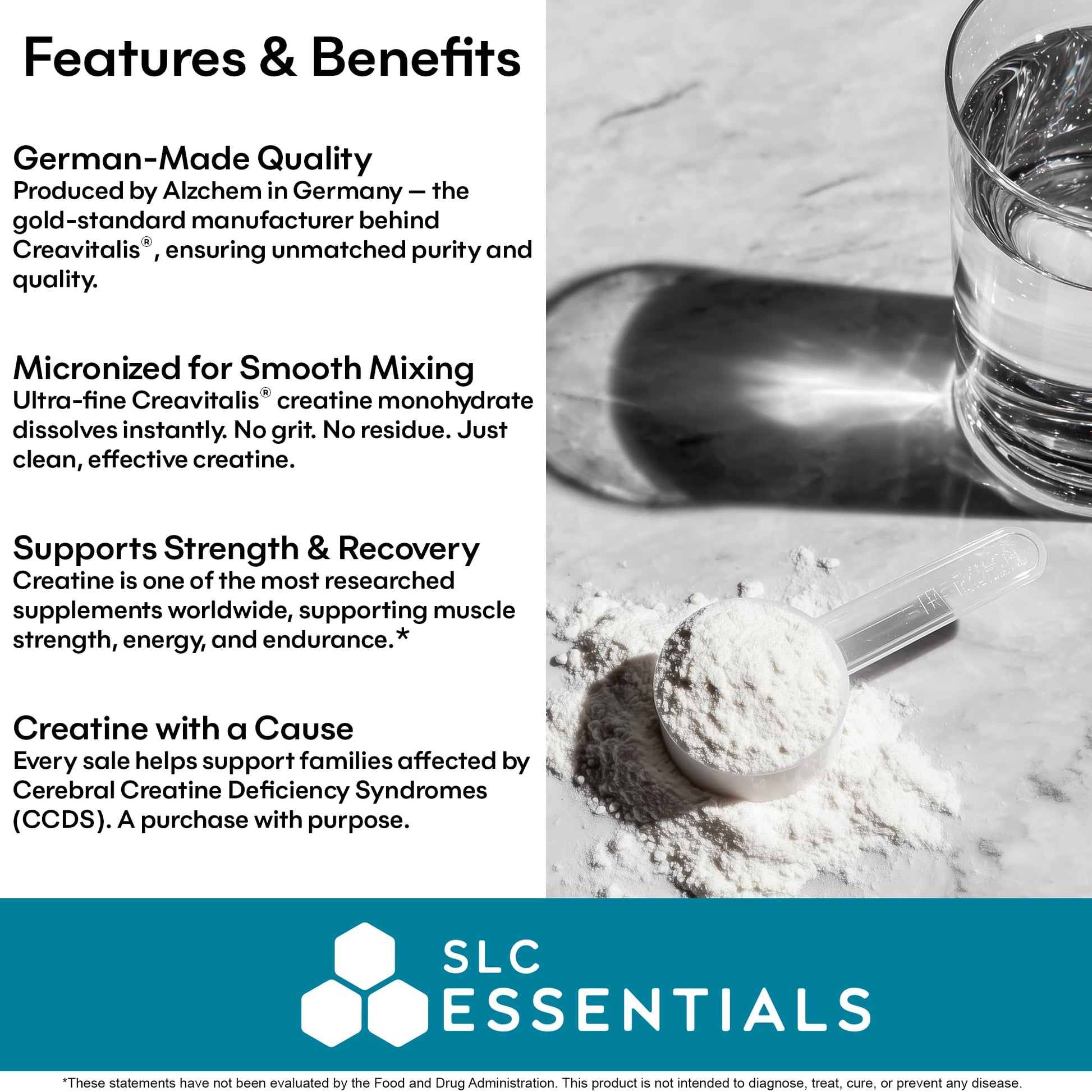 SLC Essentials Creatine Monohydrate Powder | 100% Pure Micronized Creavitalis® | German-Made | Unflavored, No Fillers | Supports Muscle Strength, Recovery, & Cognitive Energy | 5g Servings SLC Essentials buy supplements canada