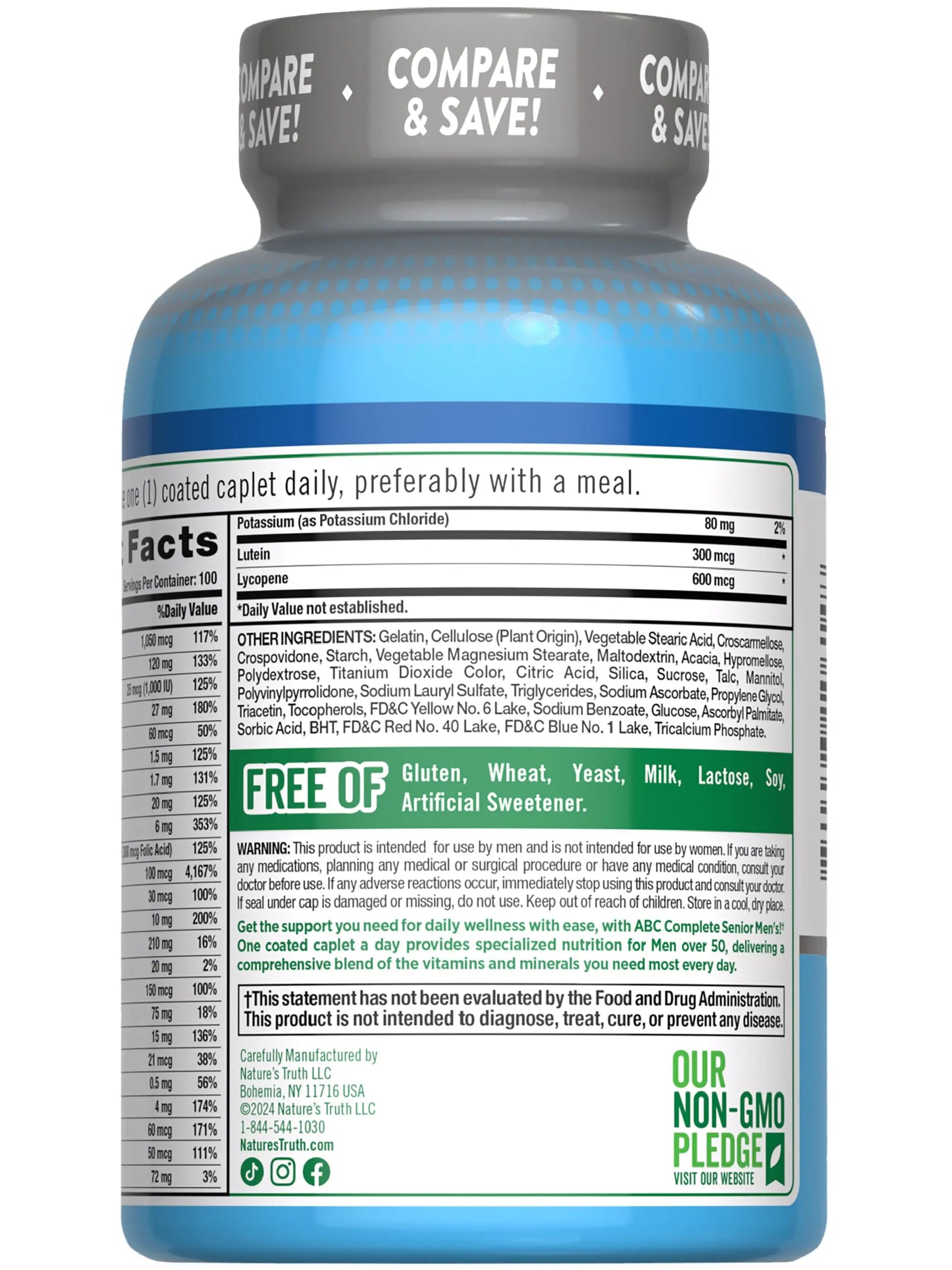 Nature's Truth Men's 50+ Multivitamin | with Vitamins A, C, E, B6 & B12 | 100 Count | Non-GMO & Gluten Free Nature's Truth buy supplements canada