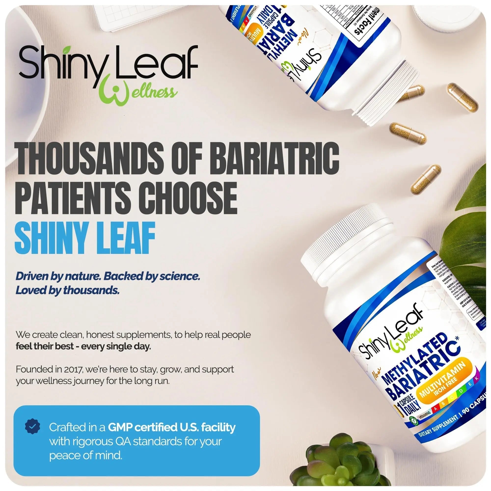 Shiny Leaf Methylated Bariatric Multivitamin Without Iron – Vitamins for Gastric Bypass & Sleeve, 1 Daily Capsule W Methylated Folate, B12, A, C, D, K Shiny Leaf buy supplements canada