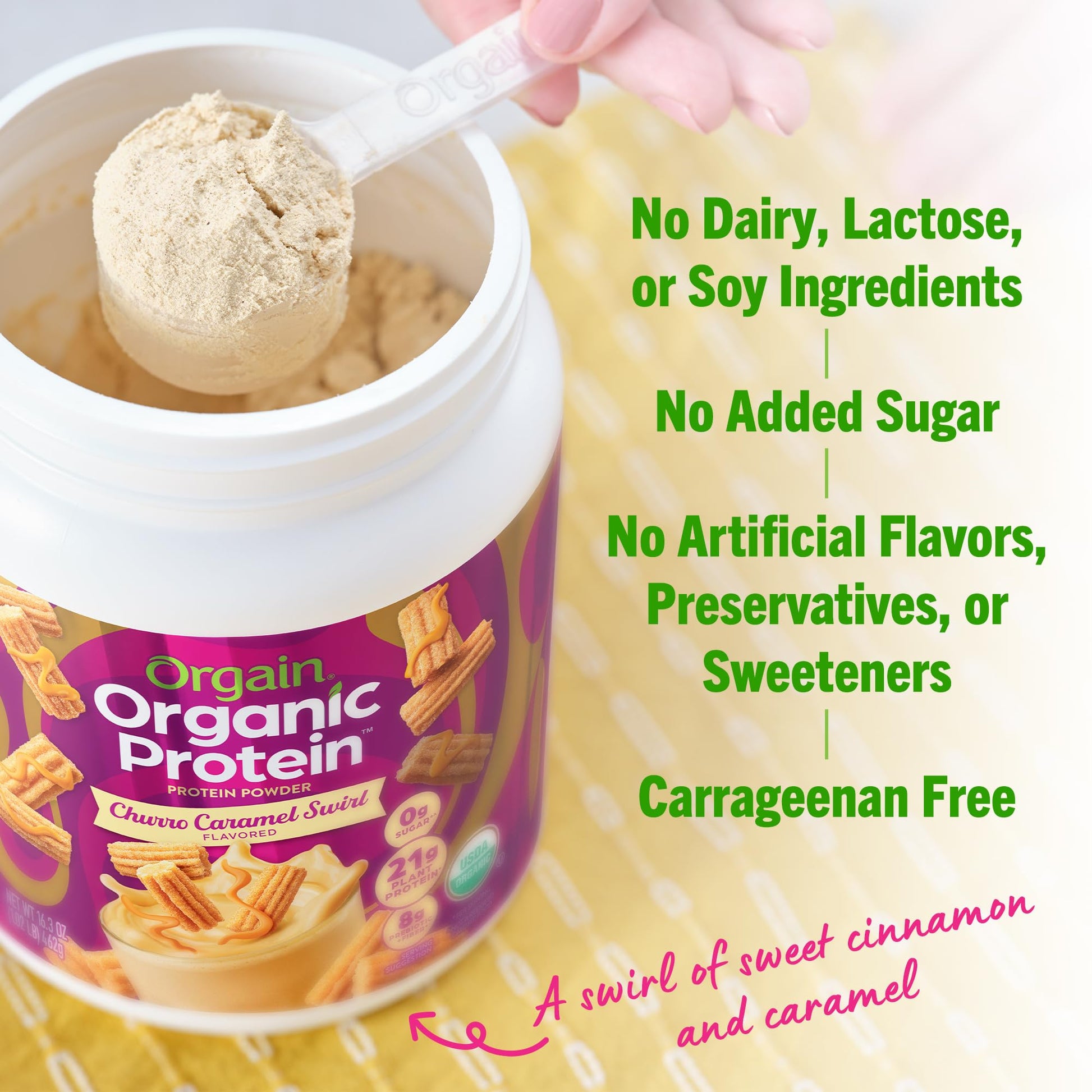 Orgain Organic Vegan Protein Powder, Churro Caramel Swirl - 21g Plant Based Protein Orgain buy supplements canada