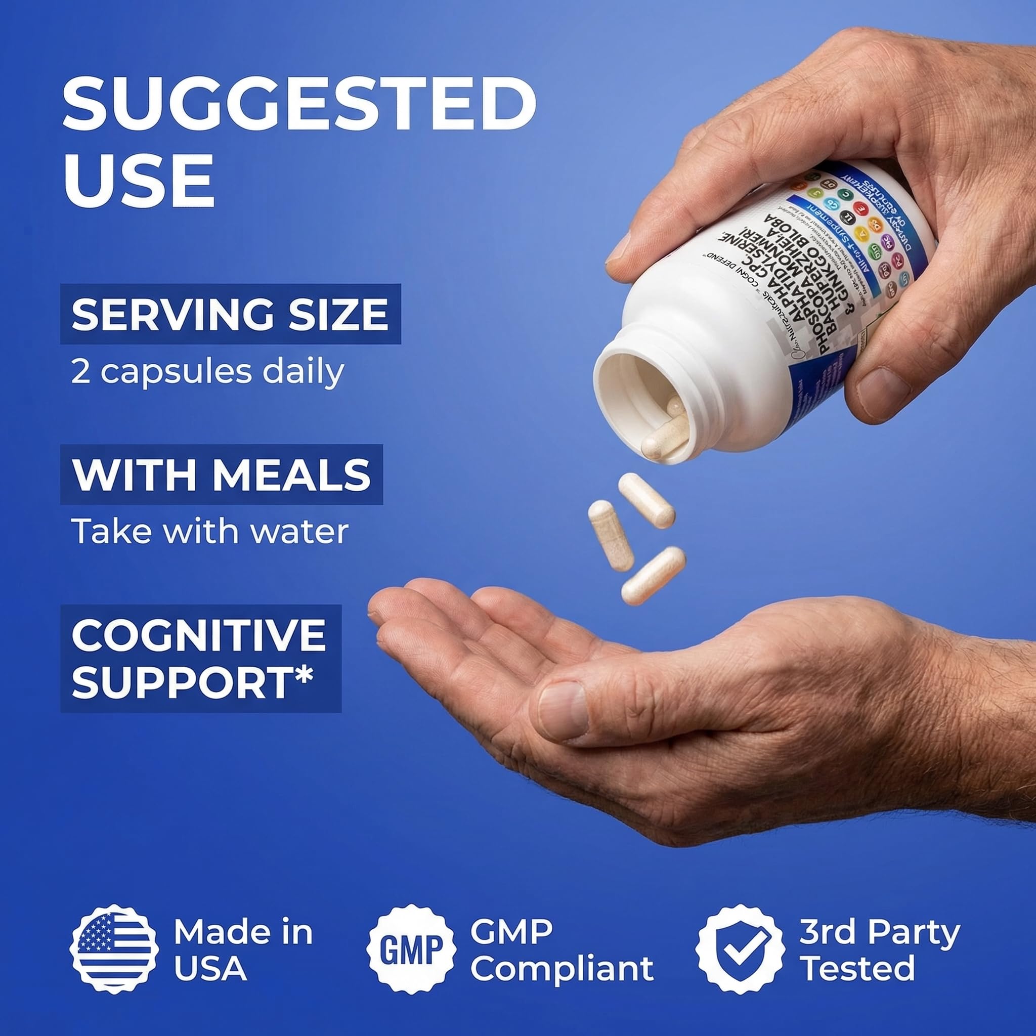 Brain Supplement Alpha GPC 300mg Phosphatidylserine Bacopa Monnieri Ginkgo Biloba Lions Mane Huperzine A L-Theanine NAC Nootropic Memory Focus Cognitive Support Vitamins B C D E 60 Capsules USA Clean Nutraceuticals buy supplements canada