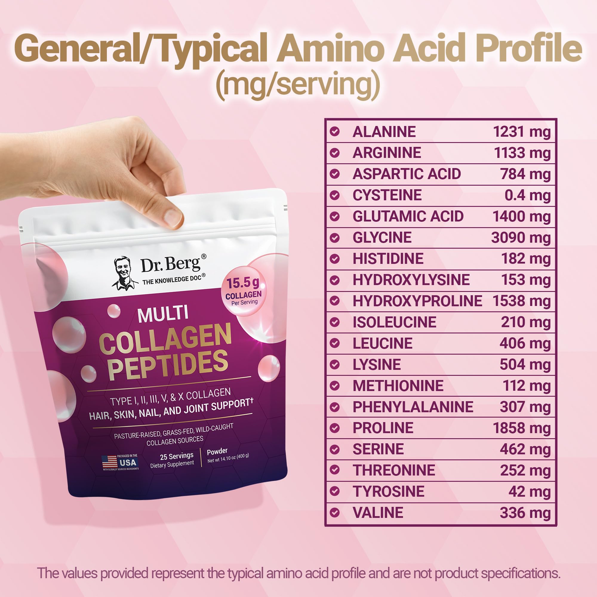 Dr. Berg Multi Collagen Peptides Powder Types I, II, III, V, X - Unflavored Collagen Powder w/ 14 g of Protein - Grass-Fed Dr. Berg Nutritionals buy supplements canada