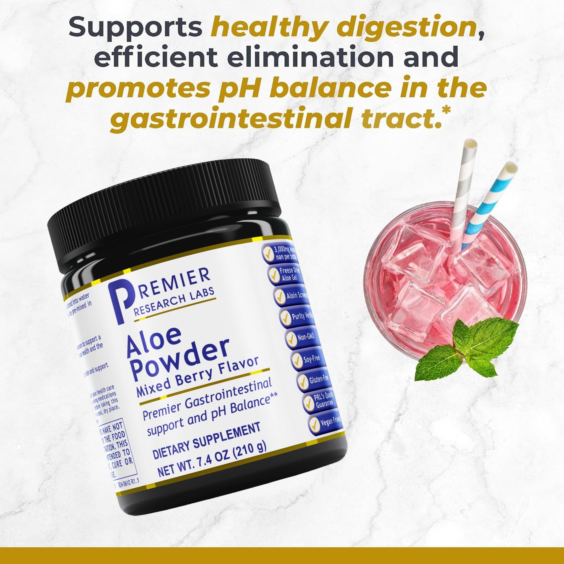 Premier Research Labs Aloe Powder - Aloe Vera Powder, Aloe Vera Drink Mix for Skin and Digestion, Aloe Barbadensis Leaf Extract with Acemannan, Freeze Dried - Mixed Berry, 7.4 Oz (30 Servings) Premier Research Labs buy supplements canada