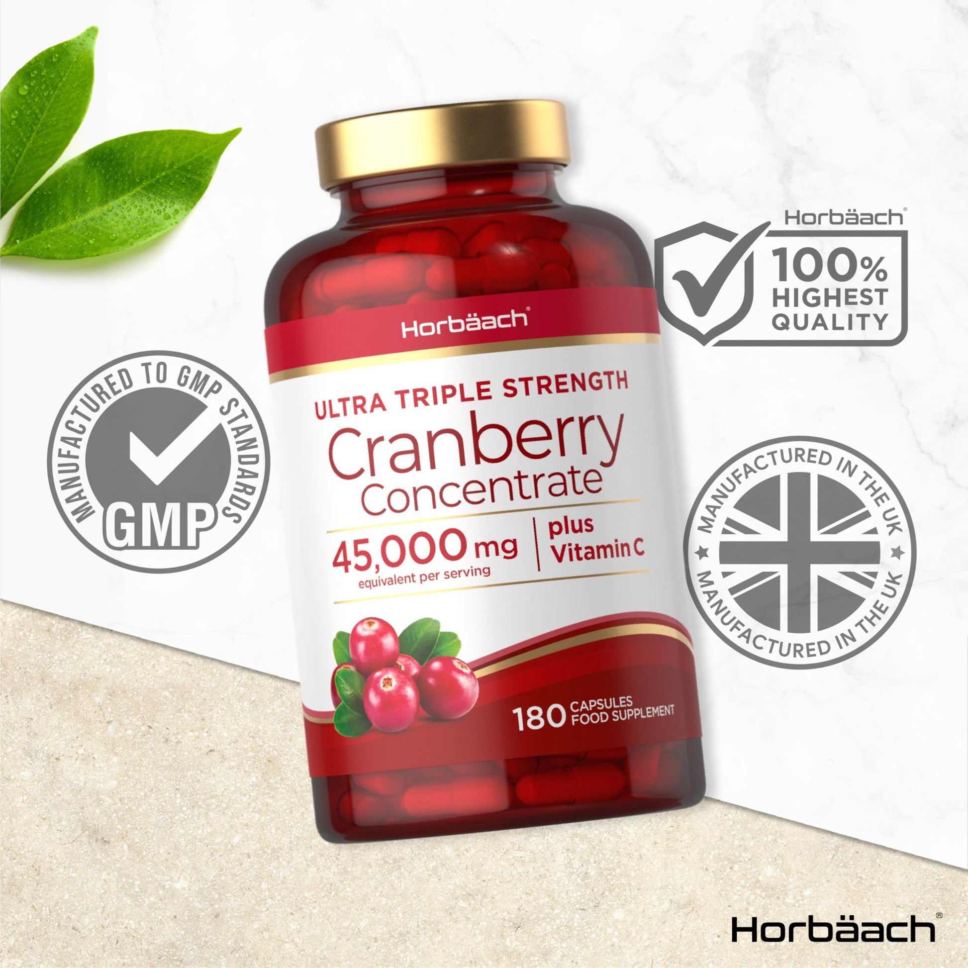 Cranberry Capsules 45,000 mg | High Strength Cranberry Extract with Vitamin C Horbäach buy supplements canada