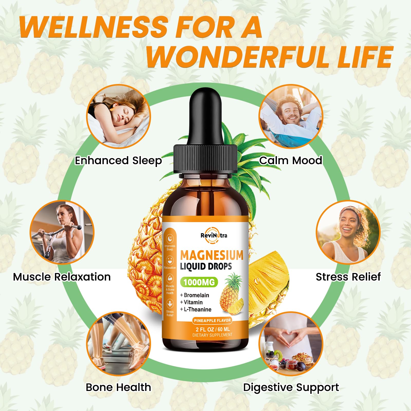 Magnesium Glycinate Liquid Drops, 1000mg of Liquid Magnesium Complex Supplement for Sleep, Nerve, Energy, Muscle, Bone, Calm & Digestion, High Absorption, 2 Fl Oz, Sugar-Free Pineapple Flavor ReviNutra buy supplements canada