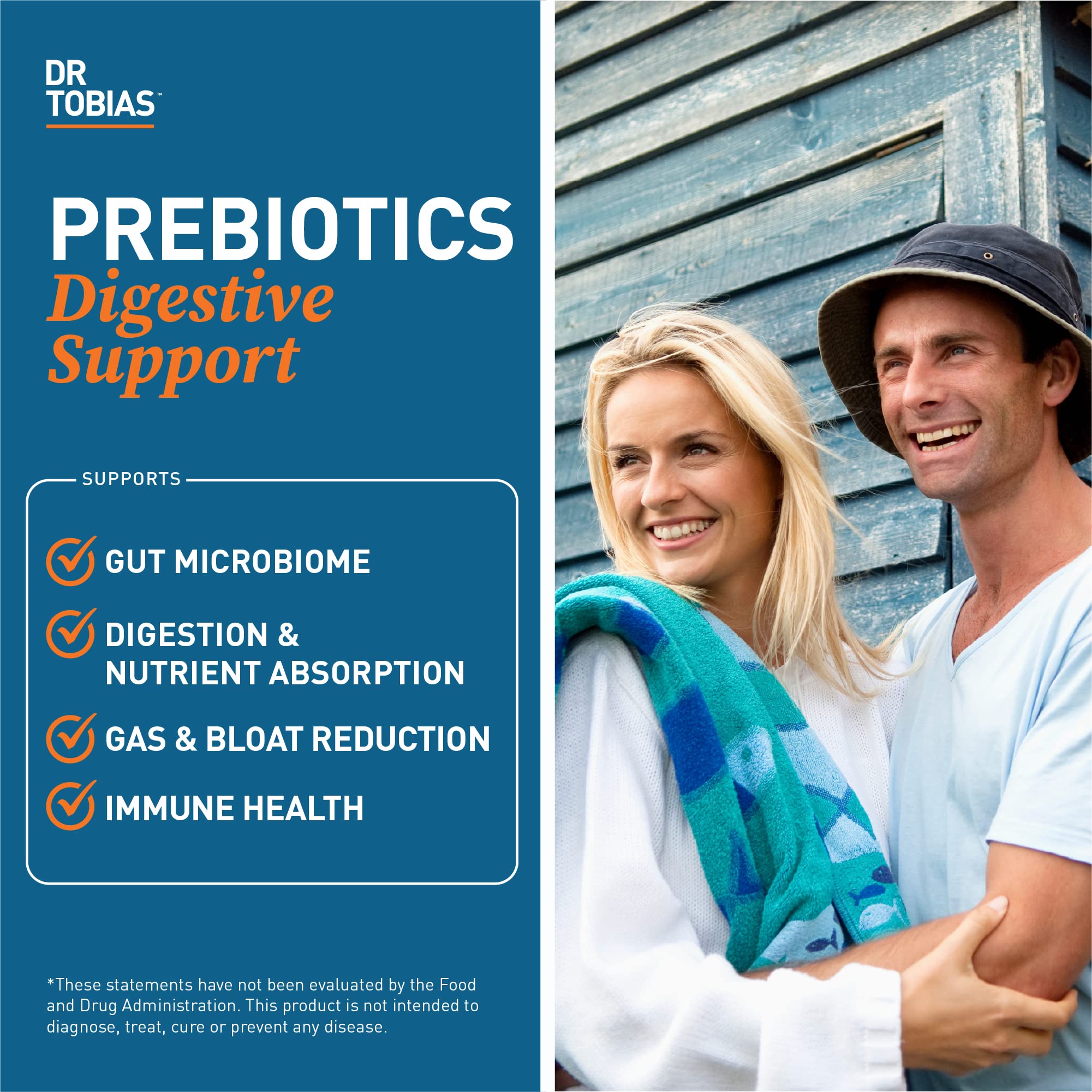 Dr. Tobias Prebiotics, Supports Digestion & Gut Health, Feed Good Probiotic Bacteria, Boost Gut Immune Function, Vegan & Non-GMO Gut Health Supplements for Men and Women