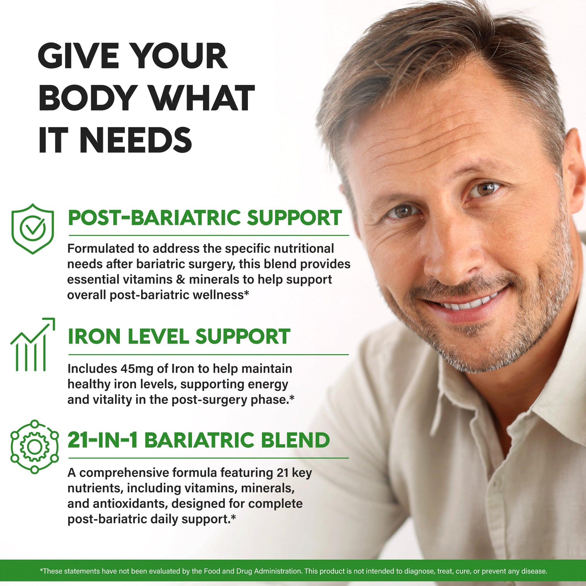 Bariatric Multivitamin - 45 mg Iron Supplements - Made in USA - for Women & Men - All-in-One, 21 Essential Vitamins - Gastric Sleeve Support NUTRAHARMONY buy supplements canada