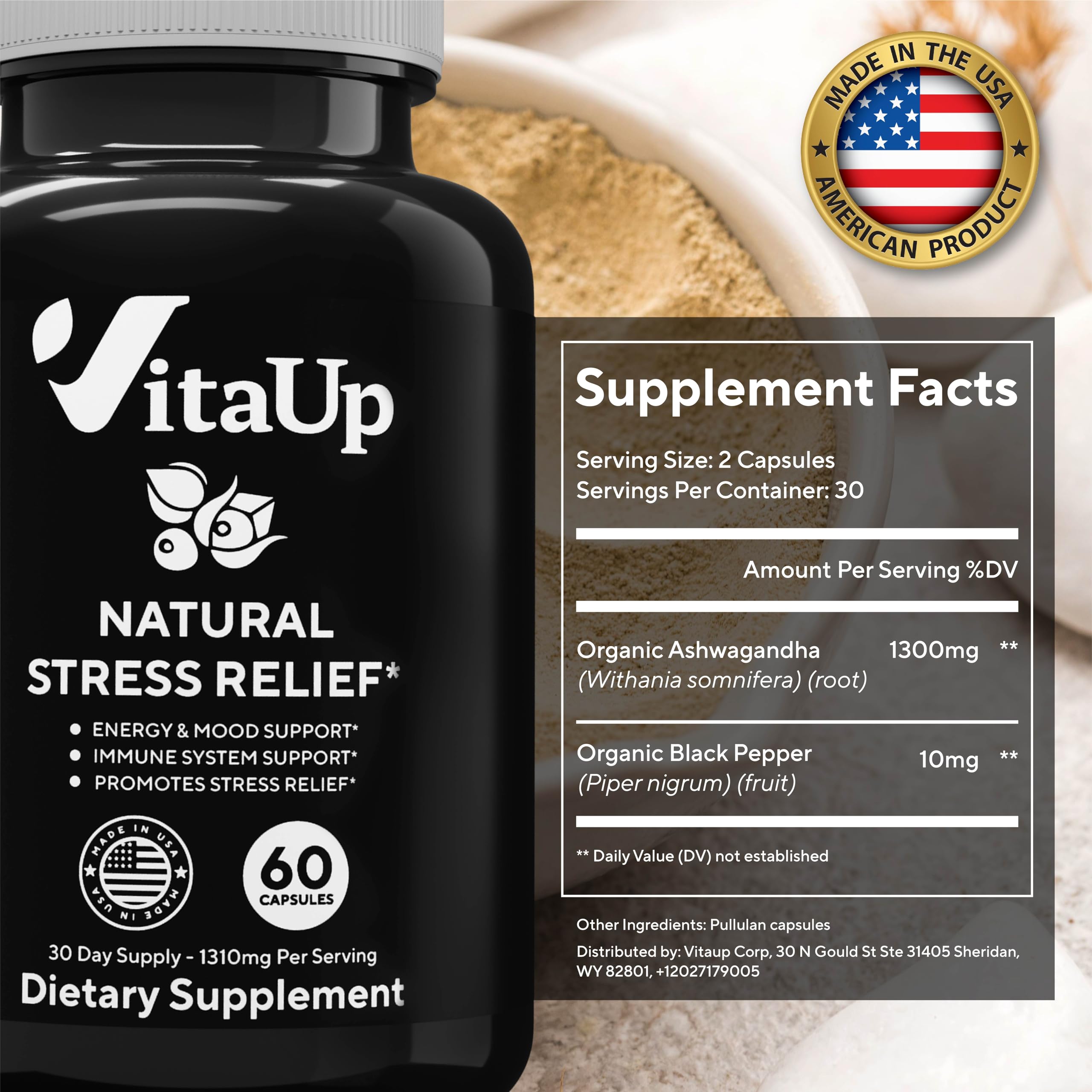 VitaUp Organic Ashwagandha Capsules 1310 mg - USA Made Ashwagandha Supplements VitaUp buy supplements canada
