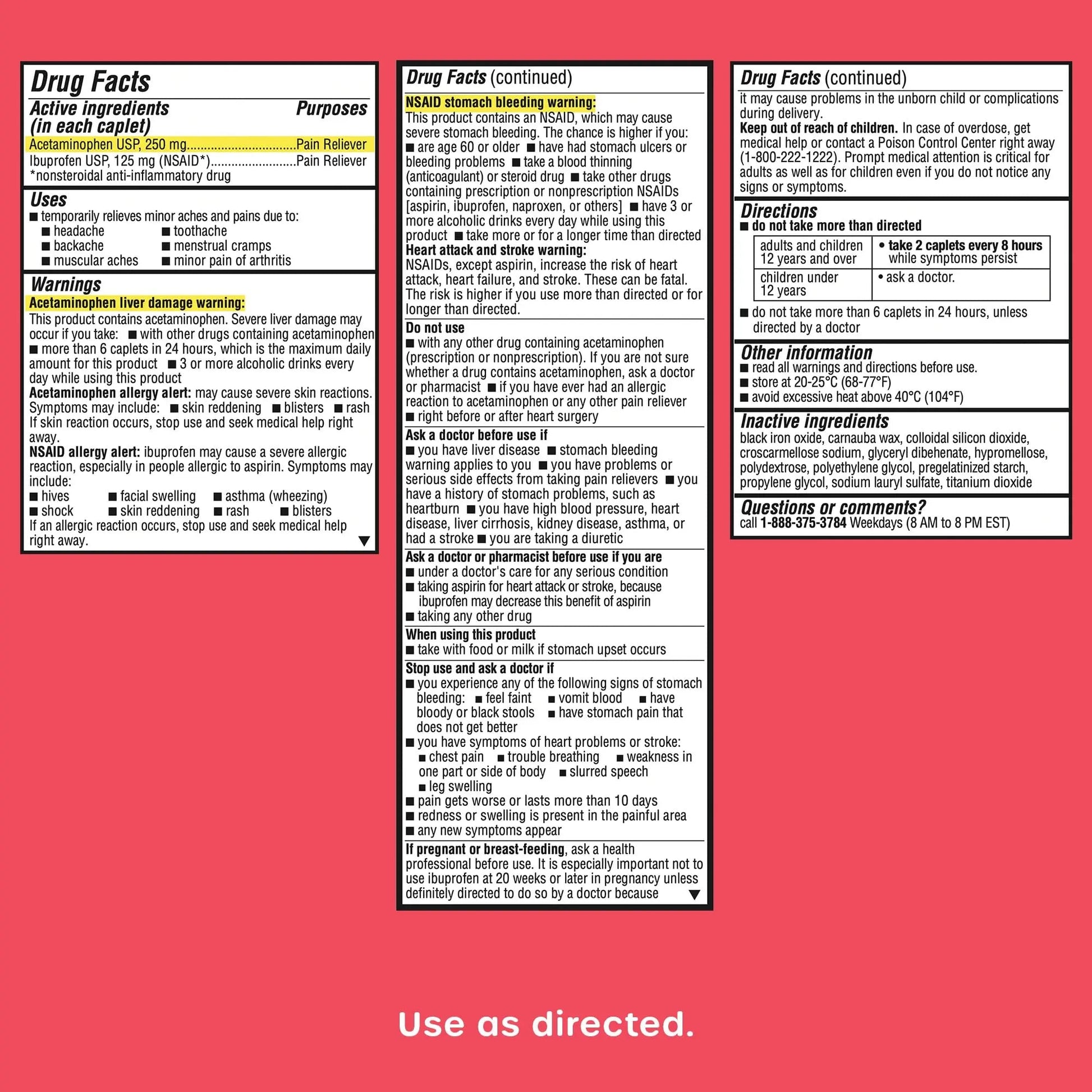HealthCareAisle Dual Action Acetaminophen and Ibuprofen (NSAID) Tablets, 250 mg /125 mg Pain Reliever - 250ct Caplets HealthCareAisle buy supplements canada